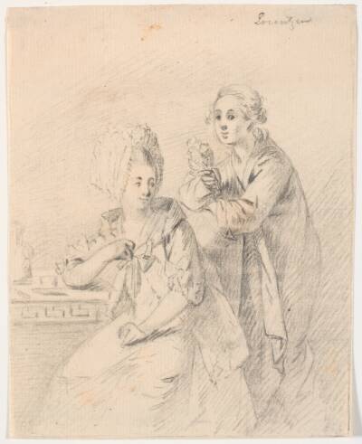 Udkast til portræt af kollegiedeputeret Frederik Carl Trant (1738-98) og hustru Cornelia, f. Schumacher