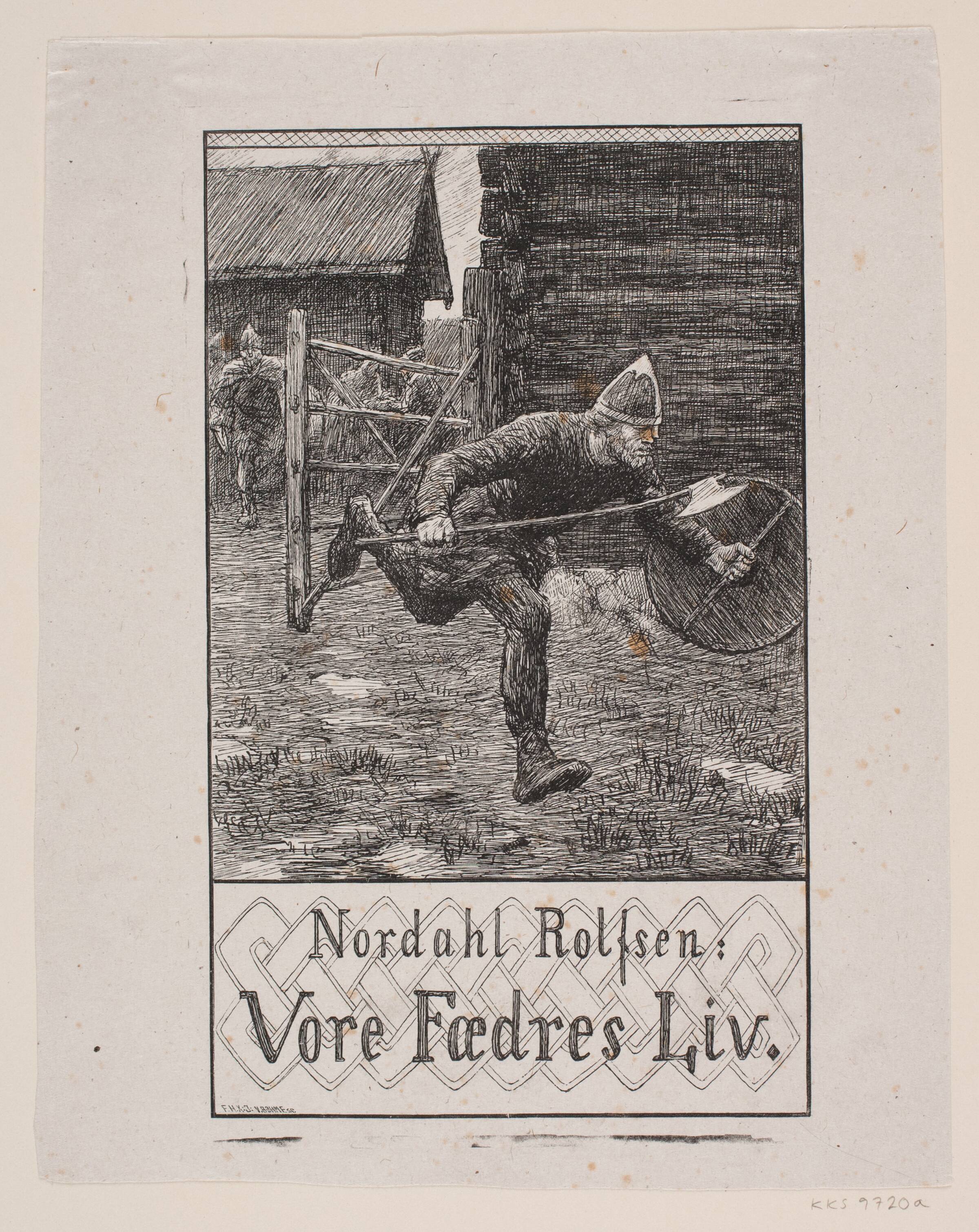 Forsideillustration til Nordahl Rolfsen, Vor fædres liv, Waldemar Bøhme, 1880-1888