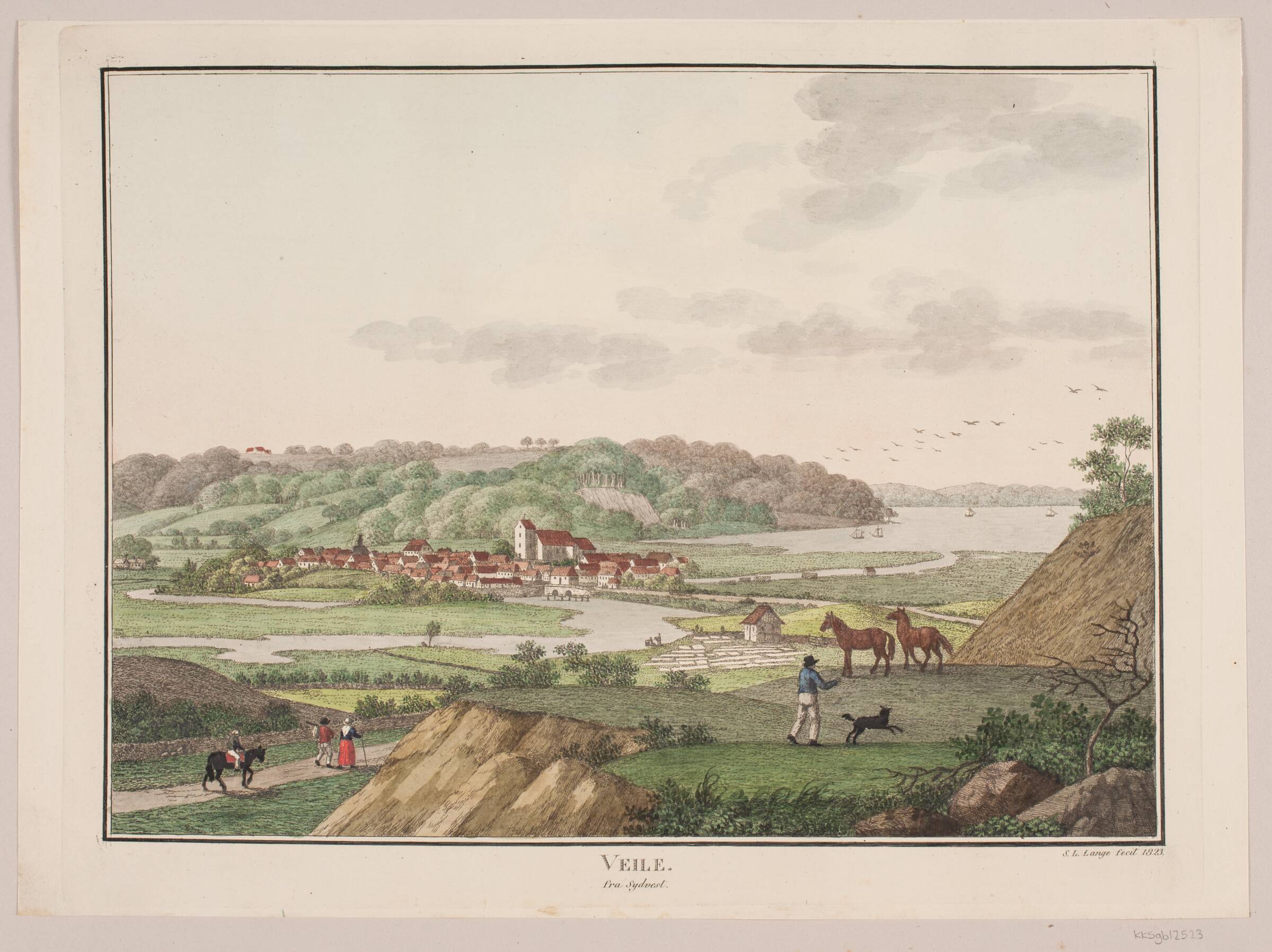 Vejle fra sydvest, Søren L. Lange, 1823