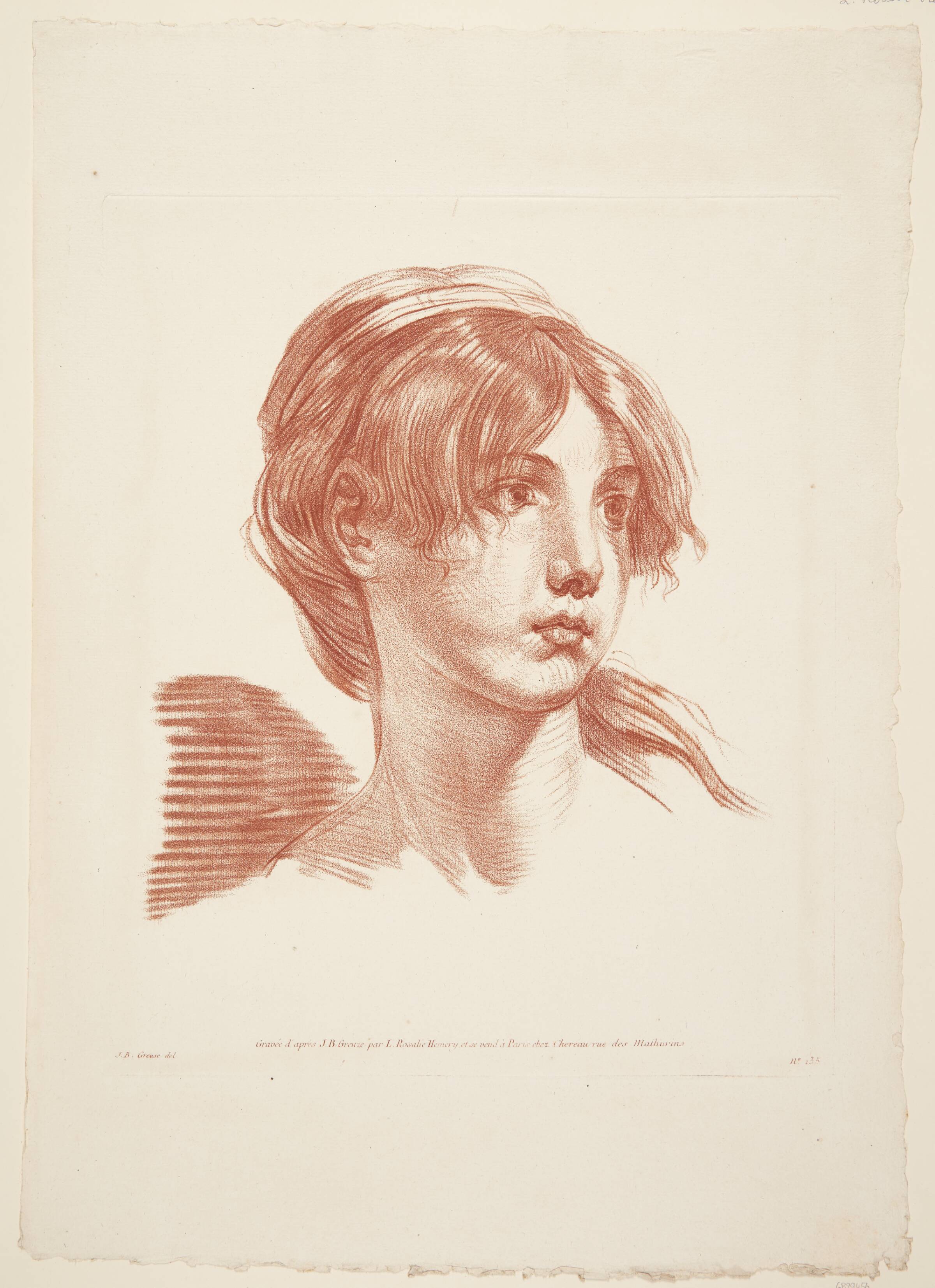 Hovedet af en surmulende pige (Tête de jeune fille bondeuse), Louise-Rosalie Hémery, 1775-1779