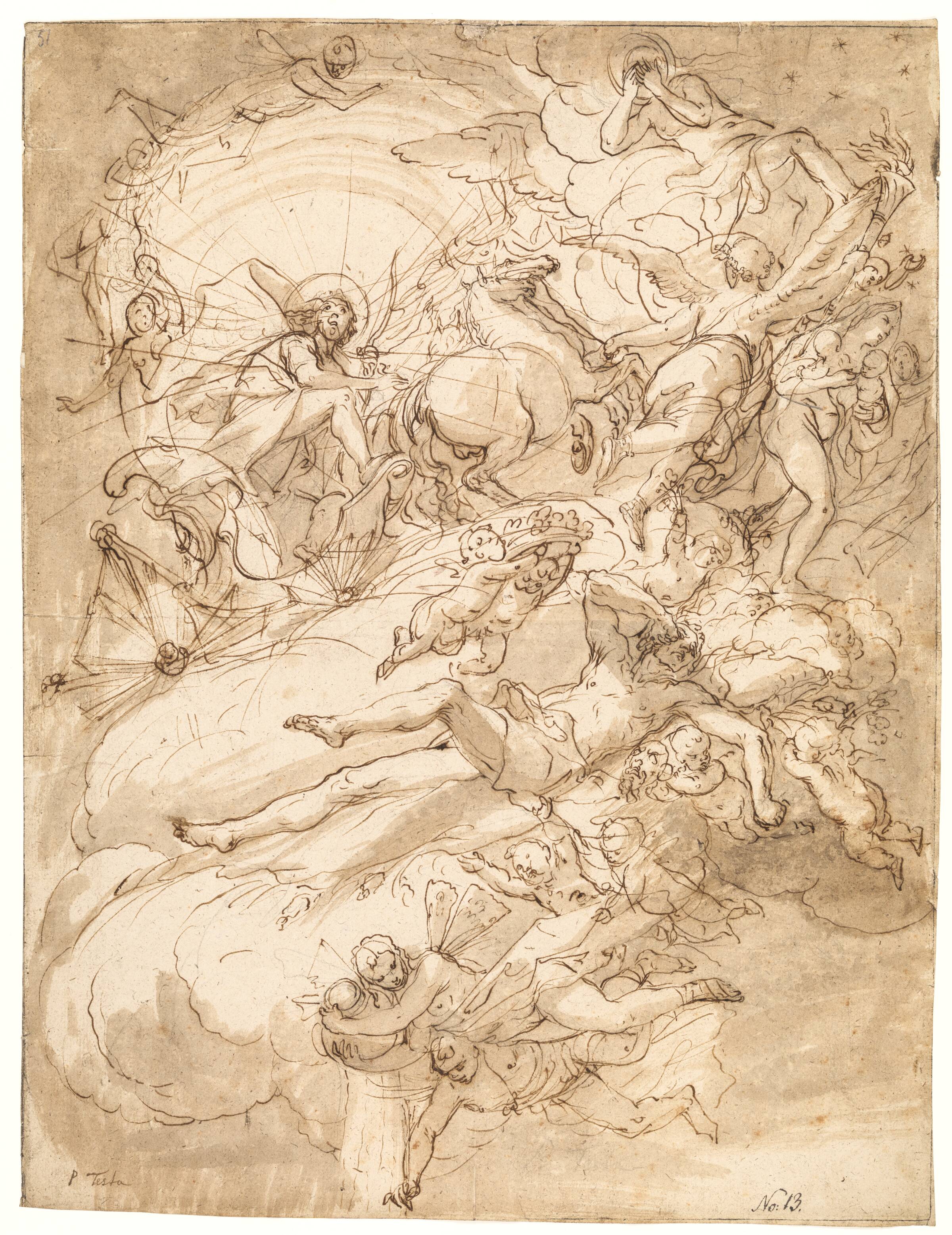 Apollon i sin vogn, udkast til loftsmaleri, Alessandro Gherardini, 1655-1726