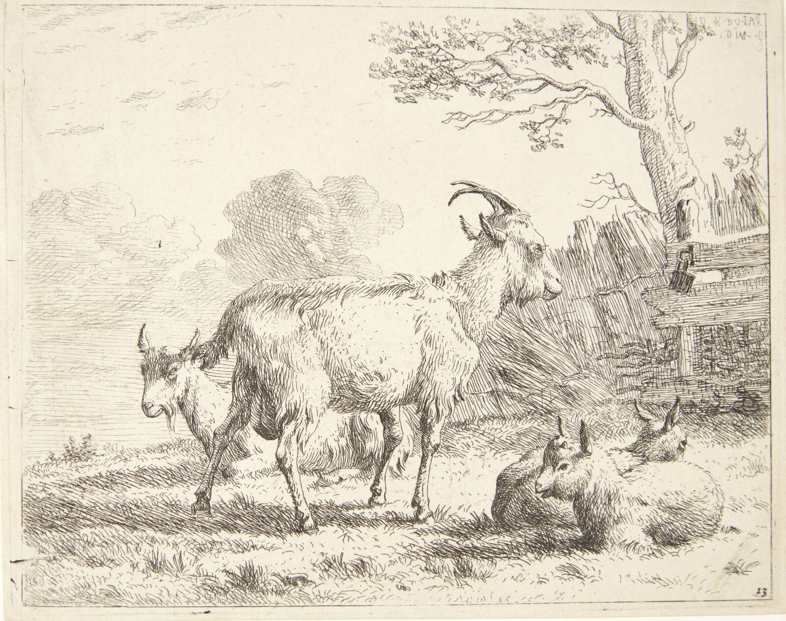 Fire geder, Karel Du Jardin, 1626-1678