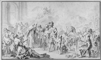 Sankt Ambrosius nægter kejser Theodosius den Store adgang til templet