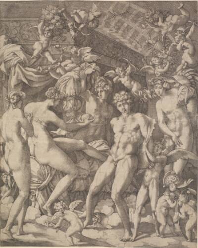 Venus og Mars med amoriner og tre gratier