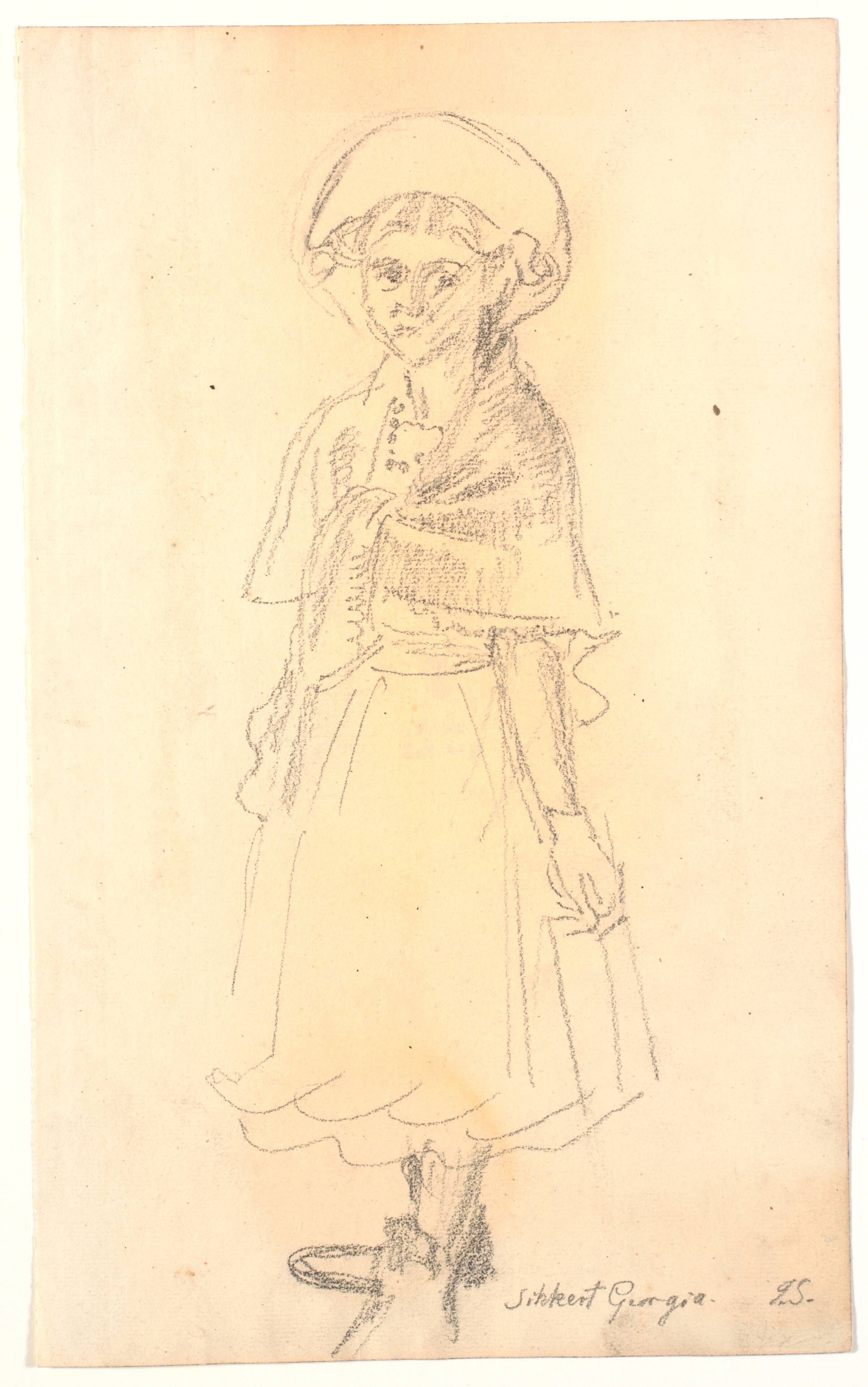 En stående pige. Georgia Skovgaard (?), Joakim Skovgaard, 1856-1933