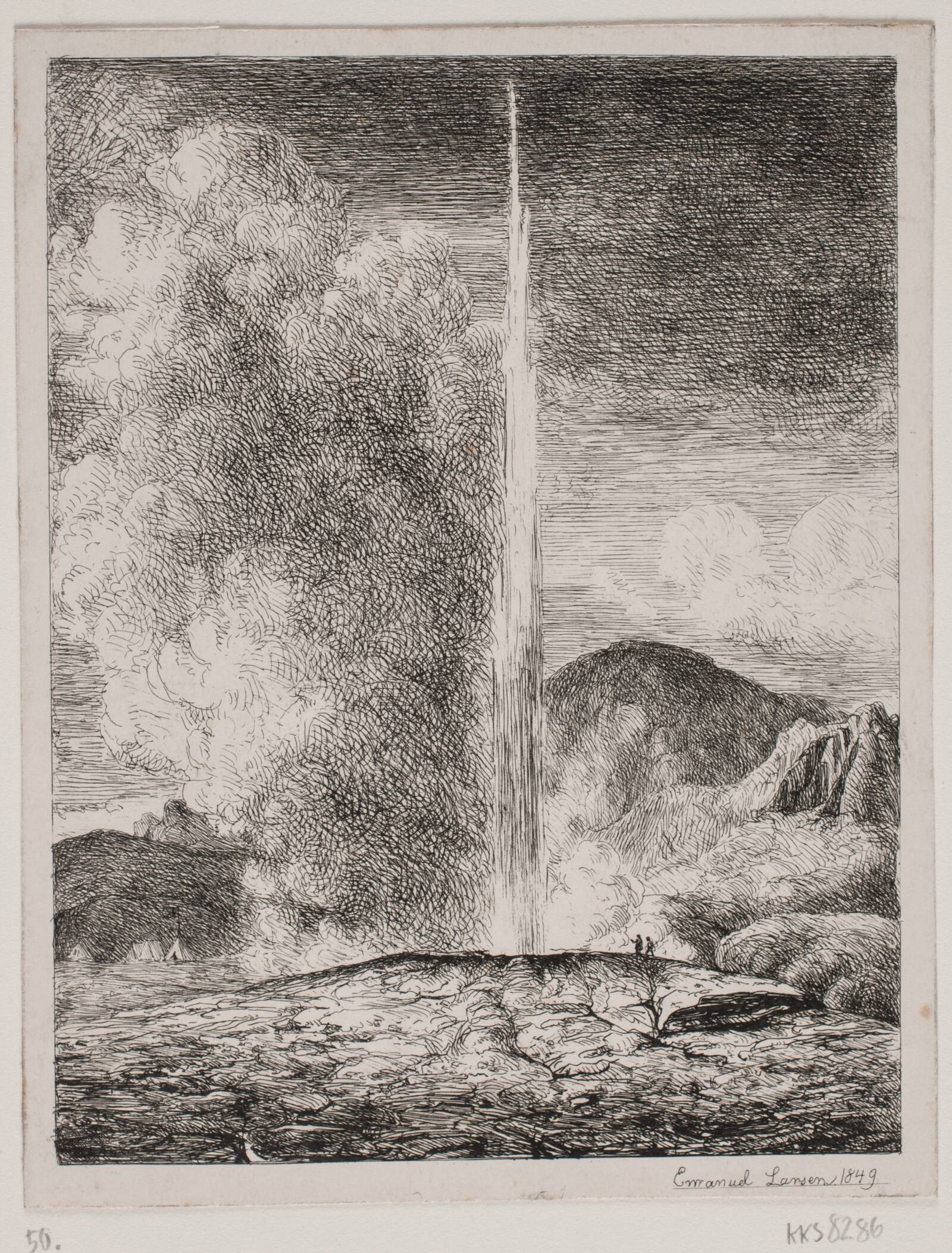 Geiser på Island, Emanuel Larsen, 1849