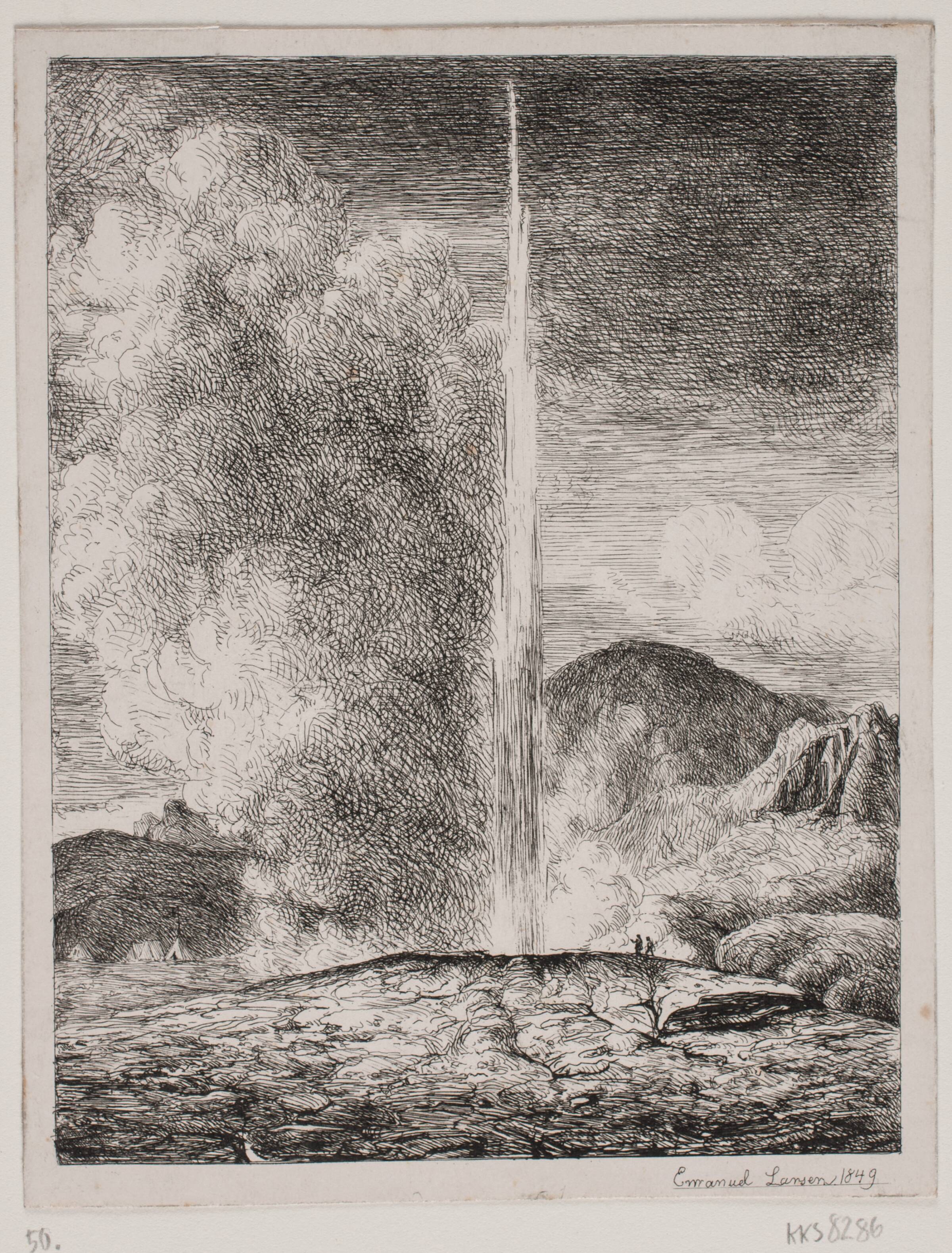 Geiser på Island, Emanuel Larsen, 1849
