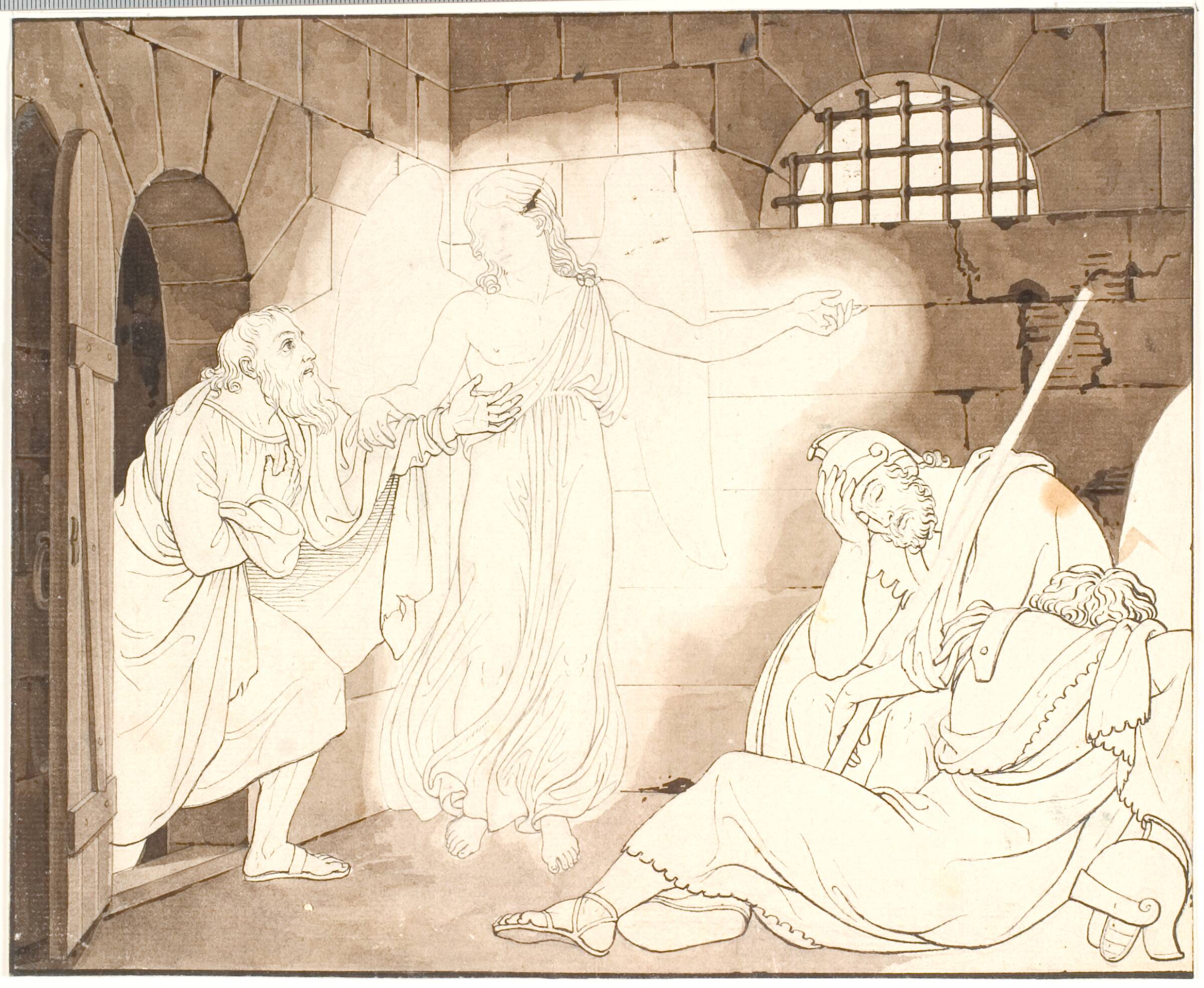 Peters udfrielse af fængslet, C.G. Kratzenstein Stub, 1816