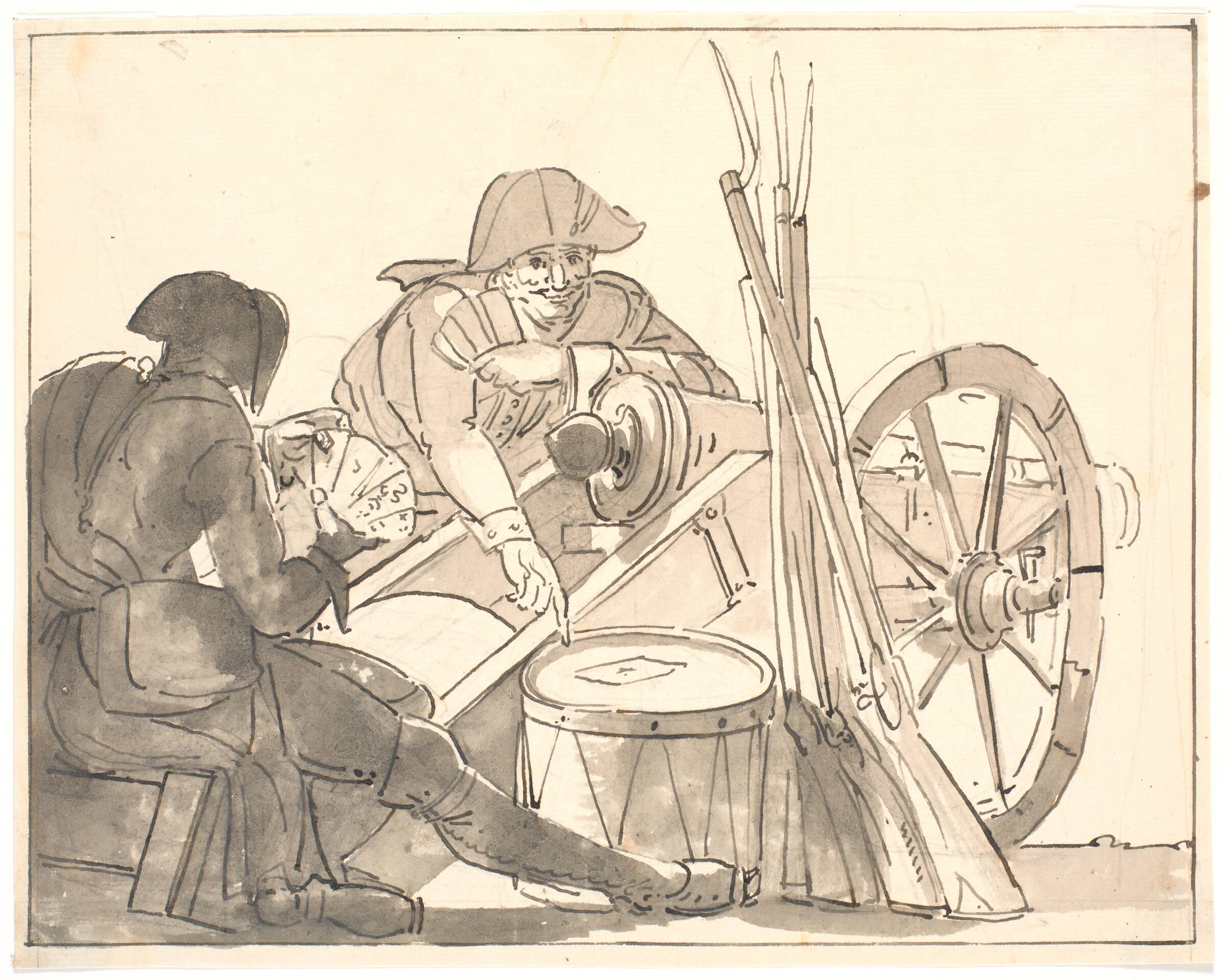 To soldater spiller kort ved en kanon, Erik Pauelsen, 1749-1790