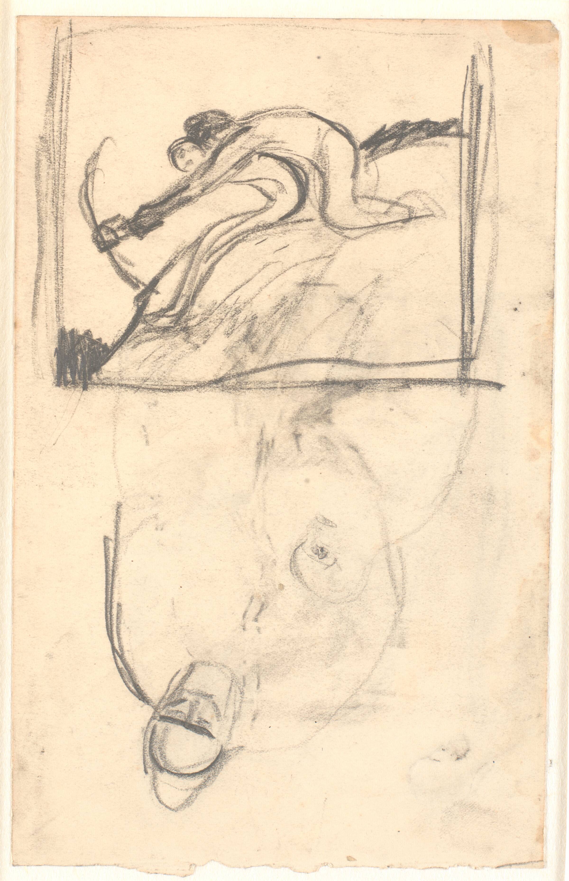 Udkast til billedet "Høder og Loke", endvidere (på hovedet) antydning af figurkomposition, Isakson, Karl, 1903-1904