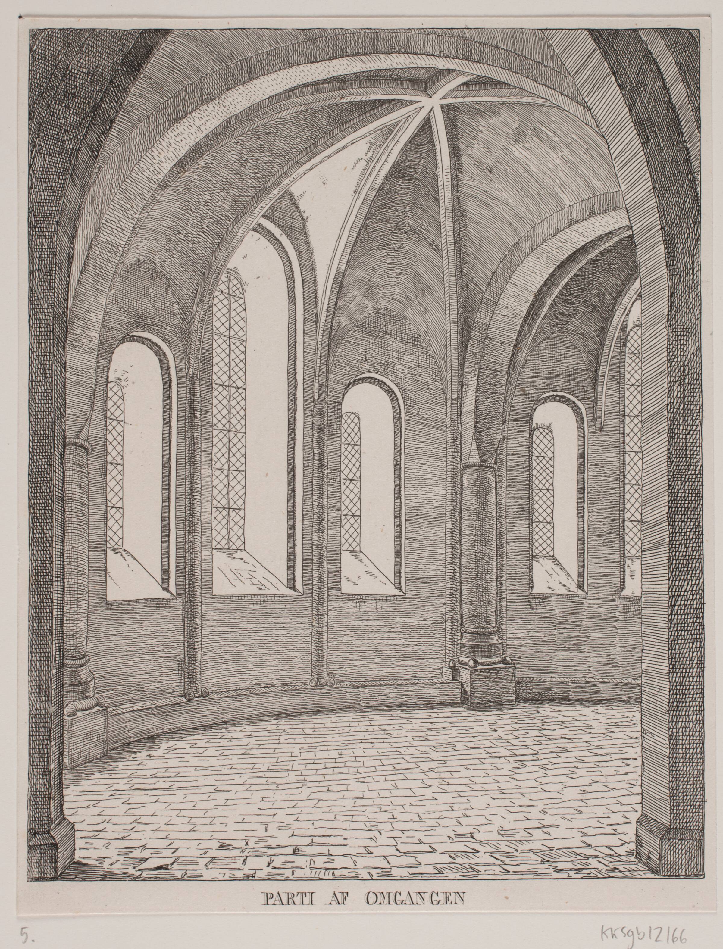 Roskilde Domkirke. Parti af omgangen, Jacob Kornerup, 1851