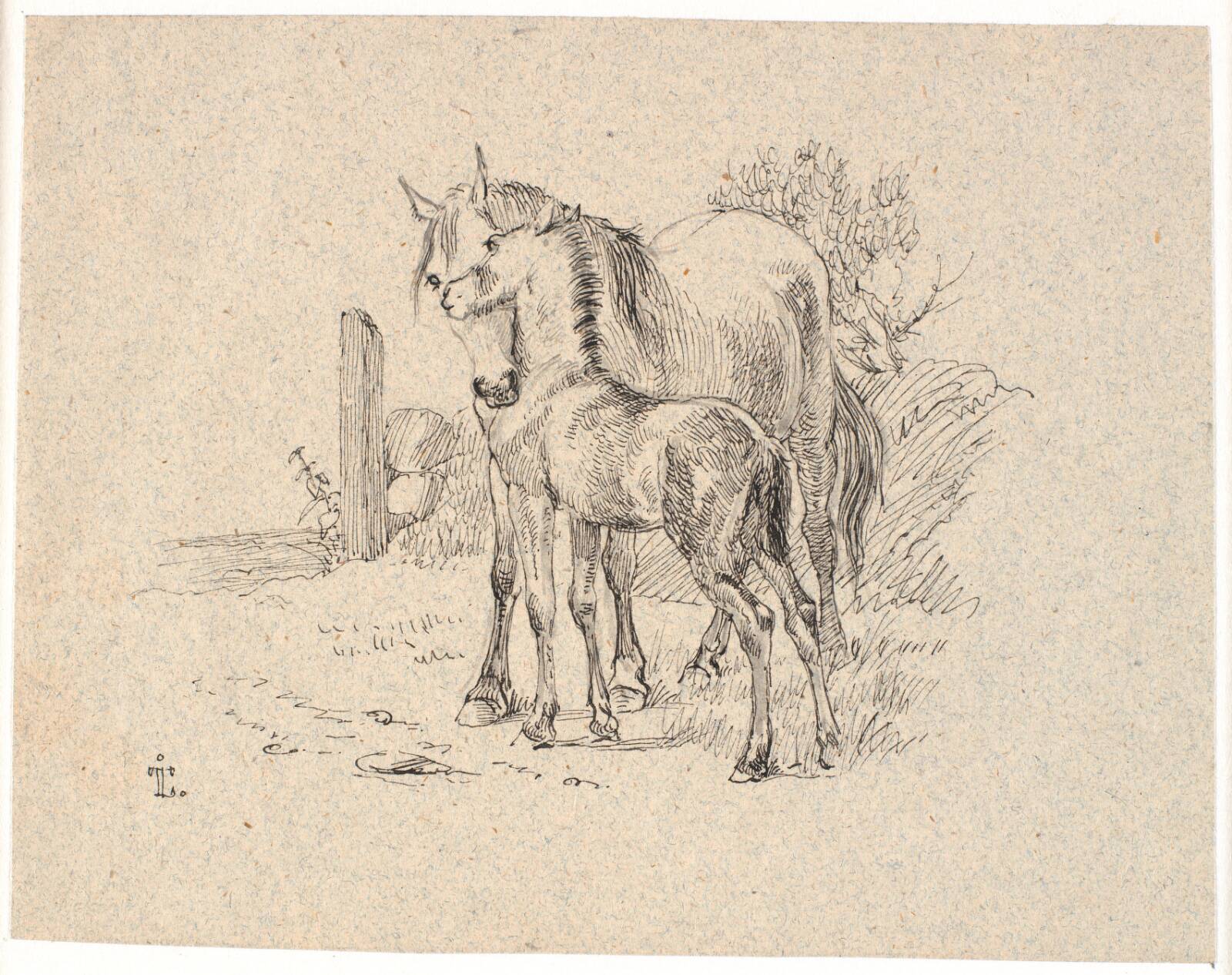 Hesten og føllet, Johan Thomas Lundbye, 1843
