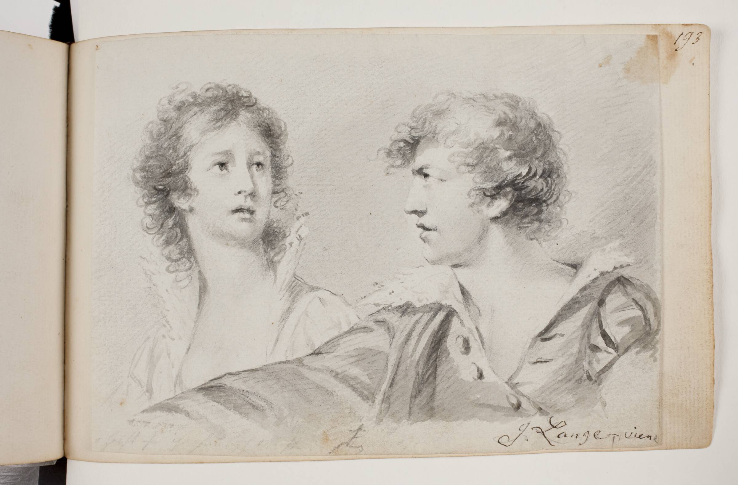Portræt af en kvinde og en mand (Ofelia og selvportræt som Hamlet?), Joseph Lange, 1788-1841