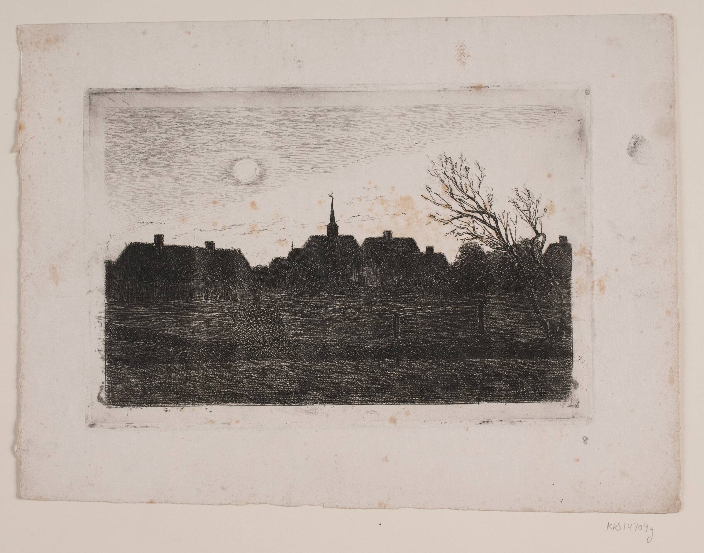 Hornbæk kirke, sommeraften, Carl Locher, 1887