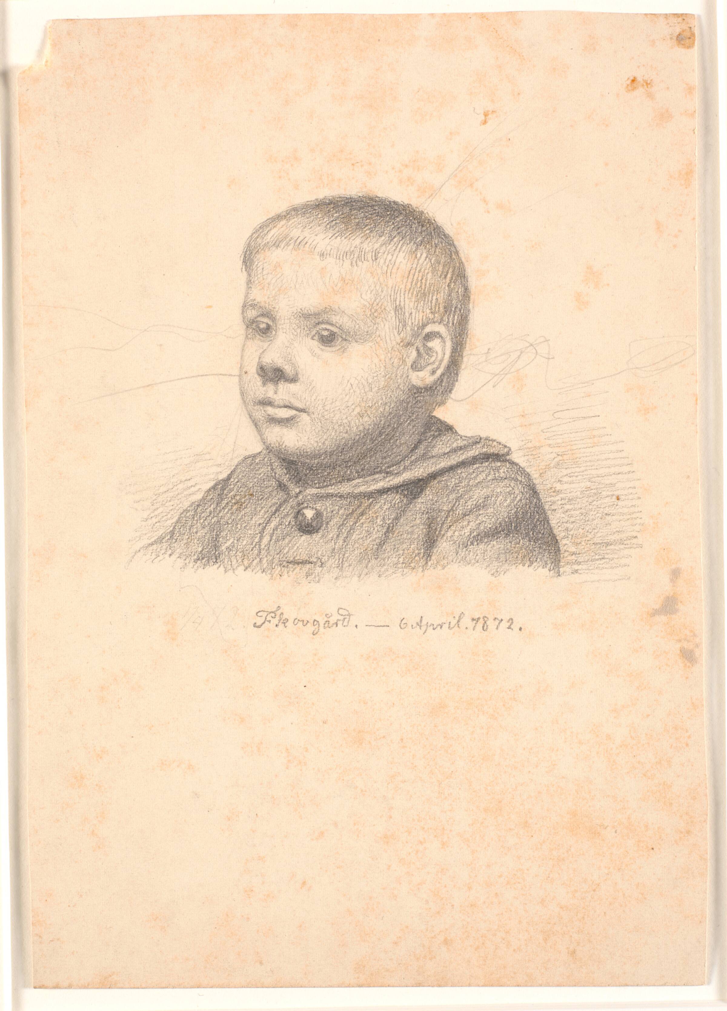 Drengeportræt, 3/4 profil mod venstre, Joakim Skovgaard, 1872