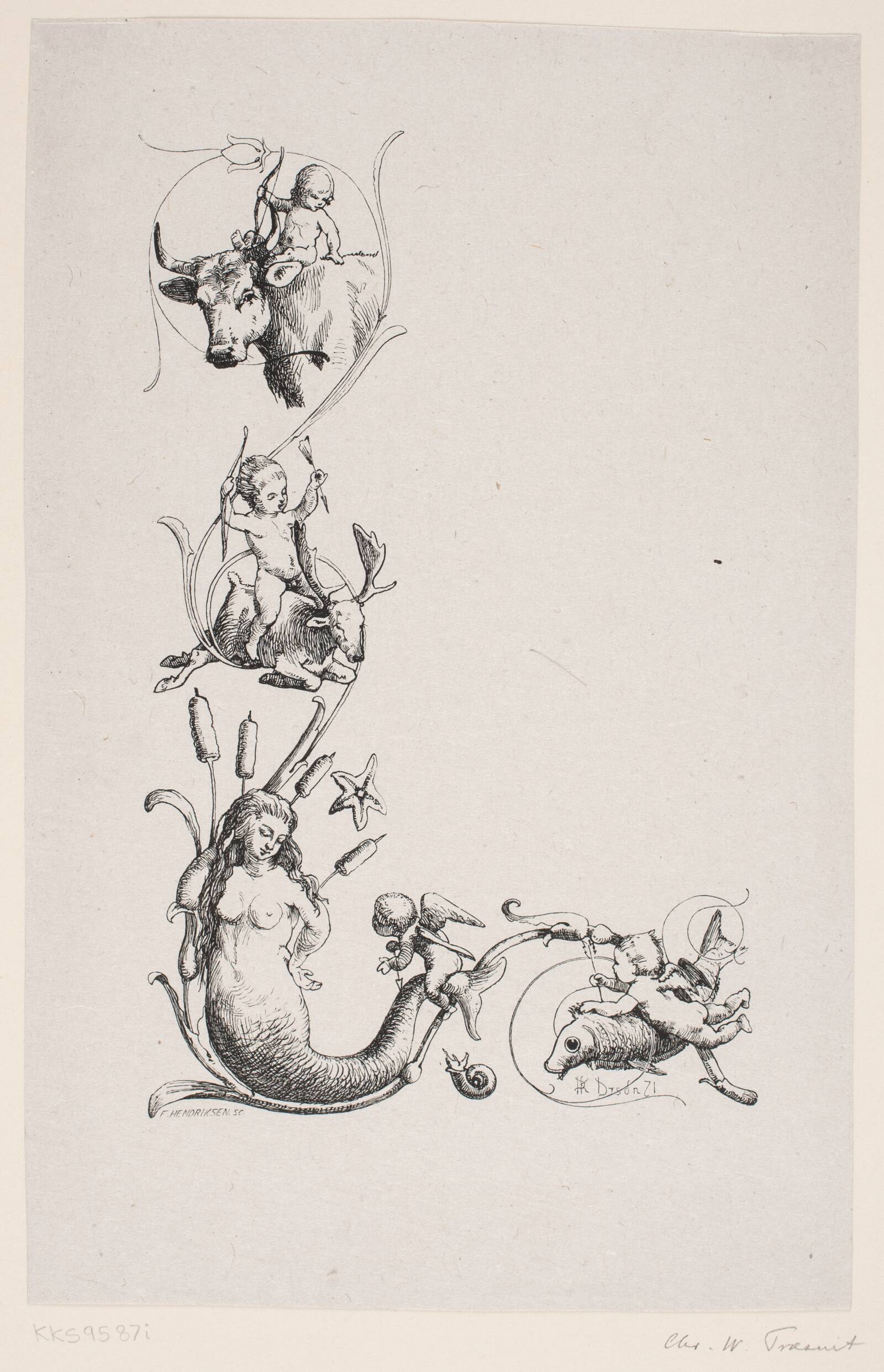 Randtegning til indledningsdigtet "Vignet", F. Hendriksen, 1871
