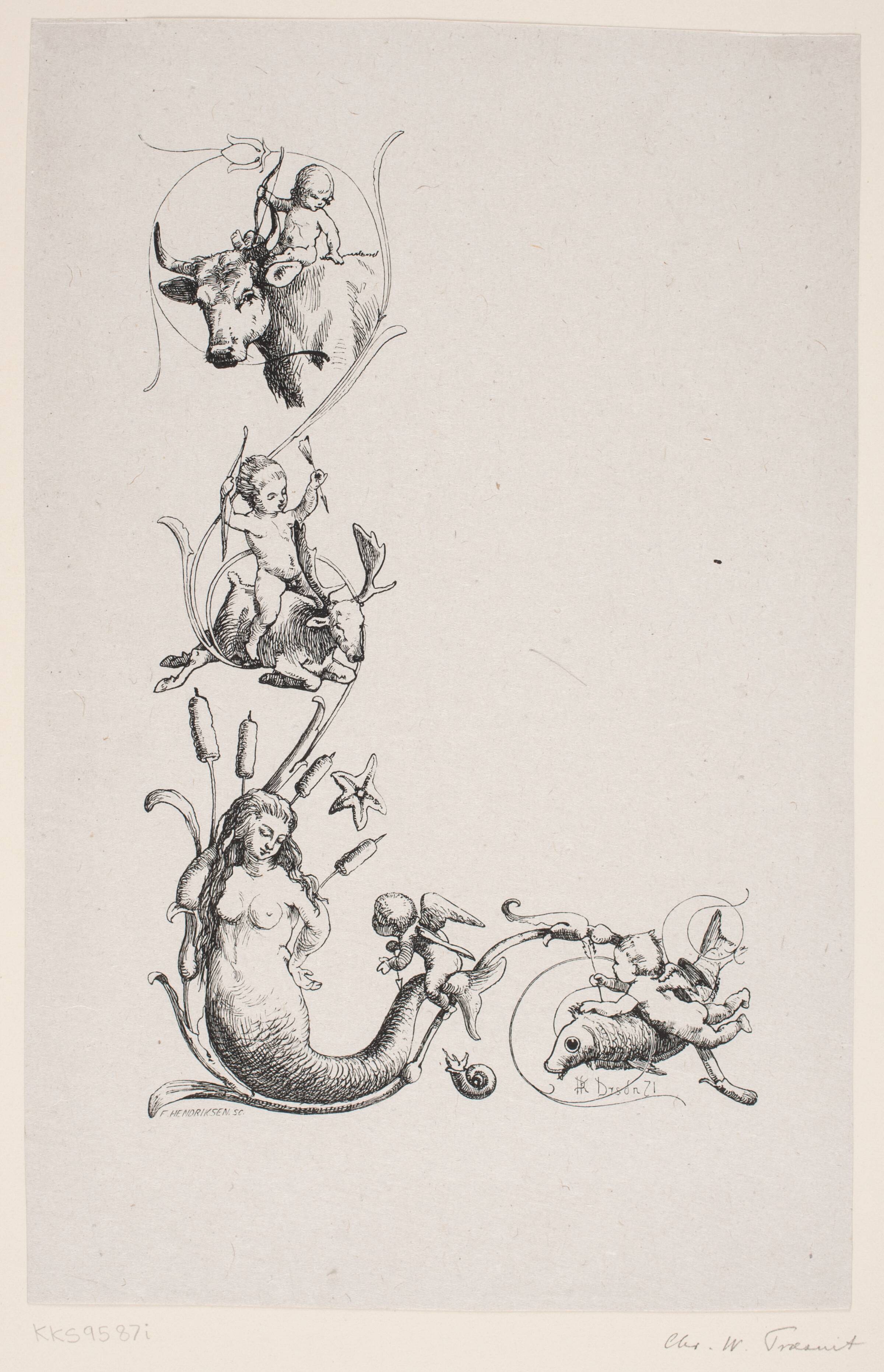 Randtegning til indledningsdigtet "Vignet", F. Hendriksen, 1871