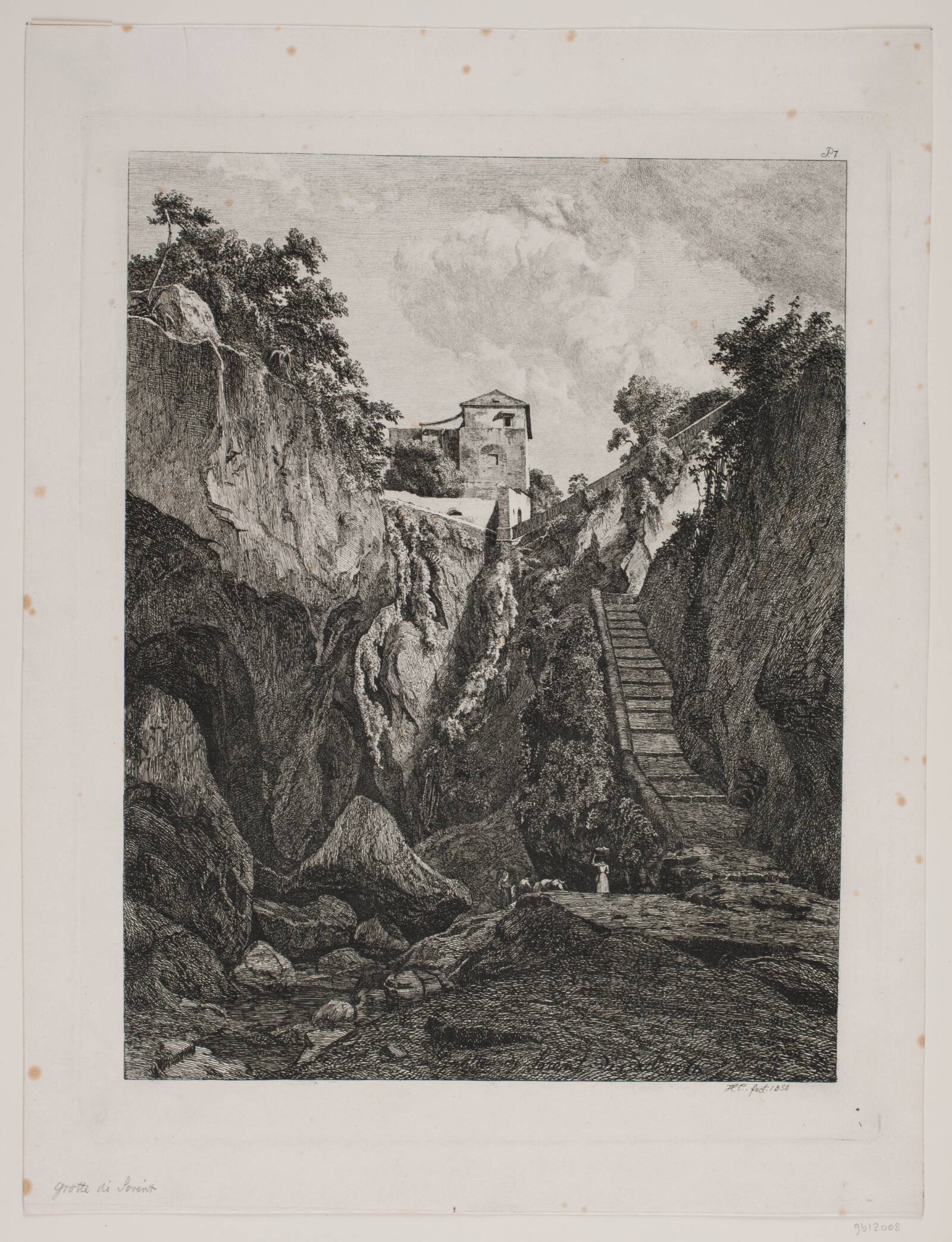 Grotte i Sorent, Hermann Carmiencke, 1850