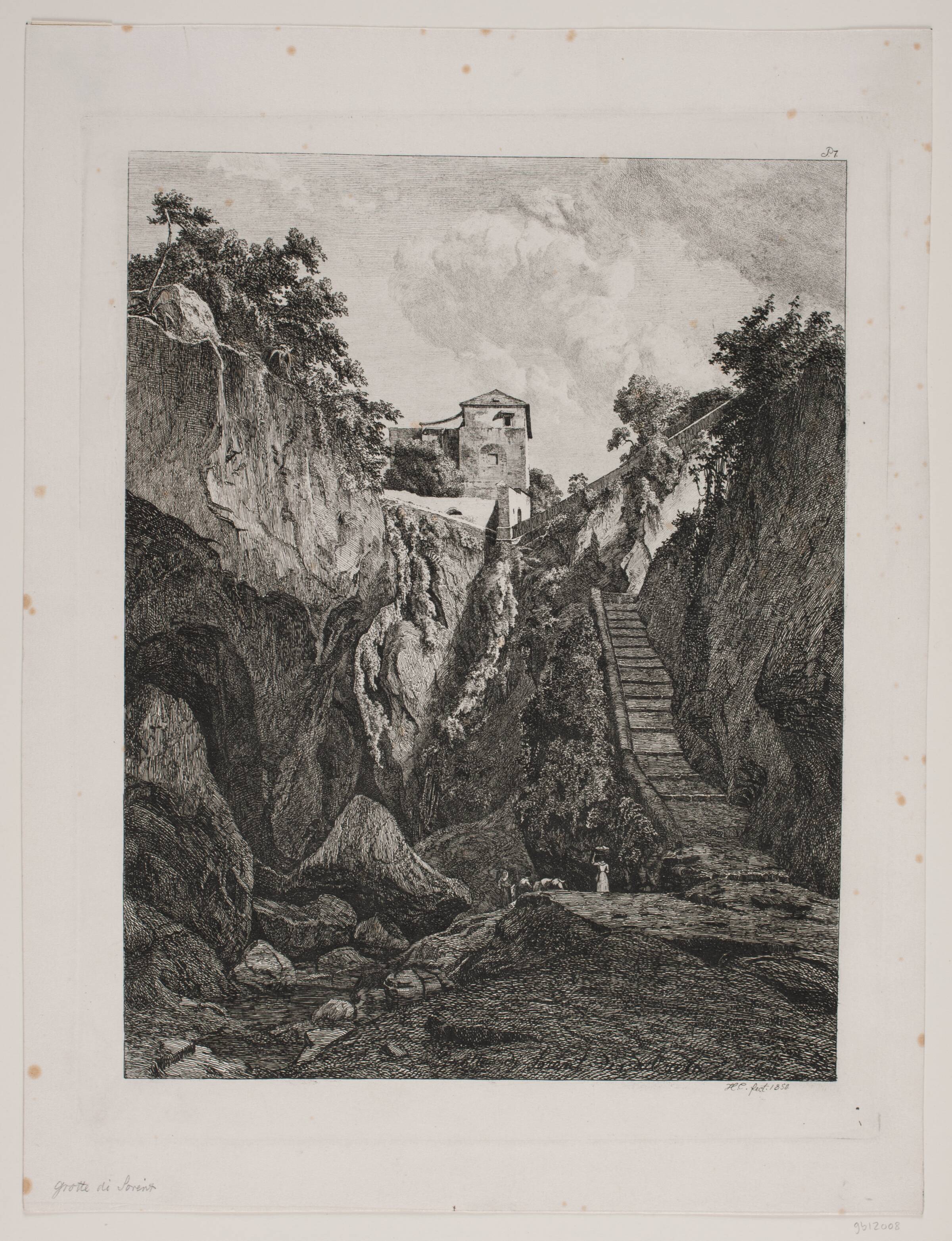 Grotte i Sorent, Hermann Carmiencke, 1850