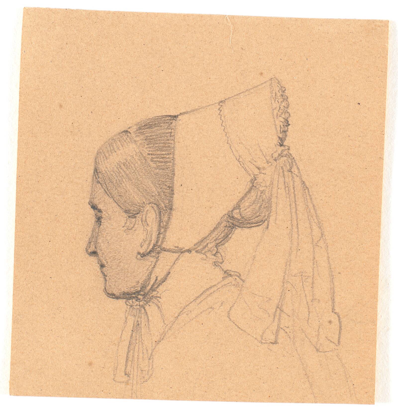 Hoved af en ung kvinde. Profil til venstre, Wilhelm Bendz, 1831