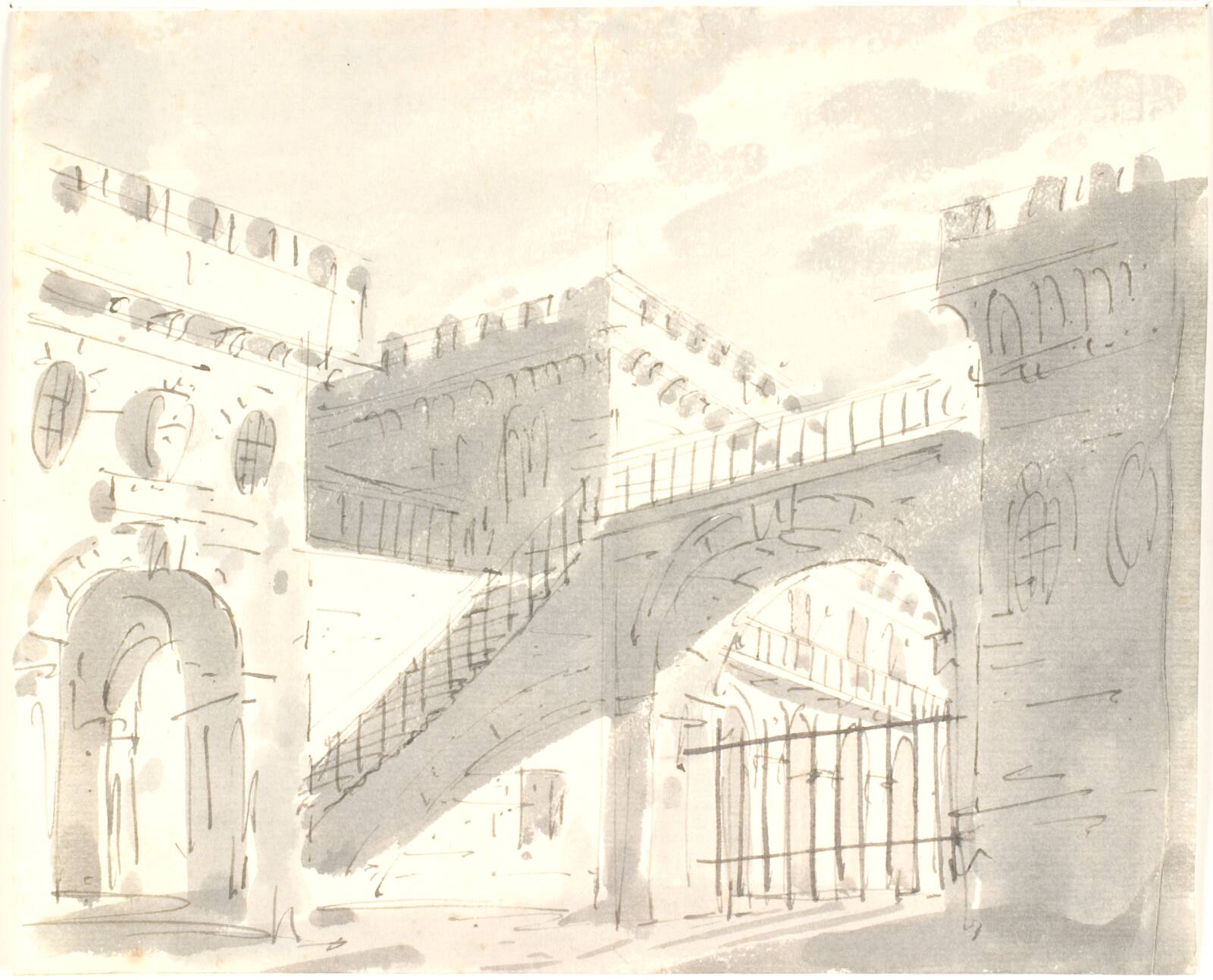 Paladsgård med porte, Aron Wallick, 1808