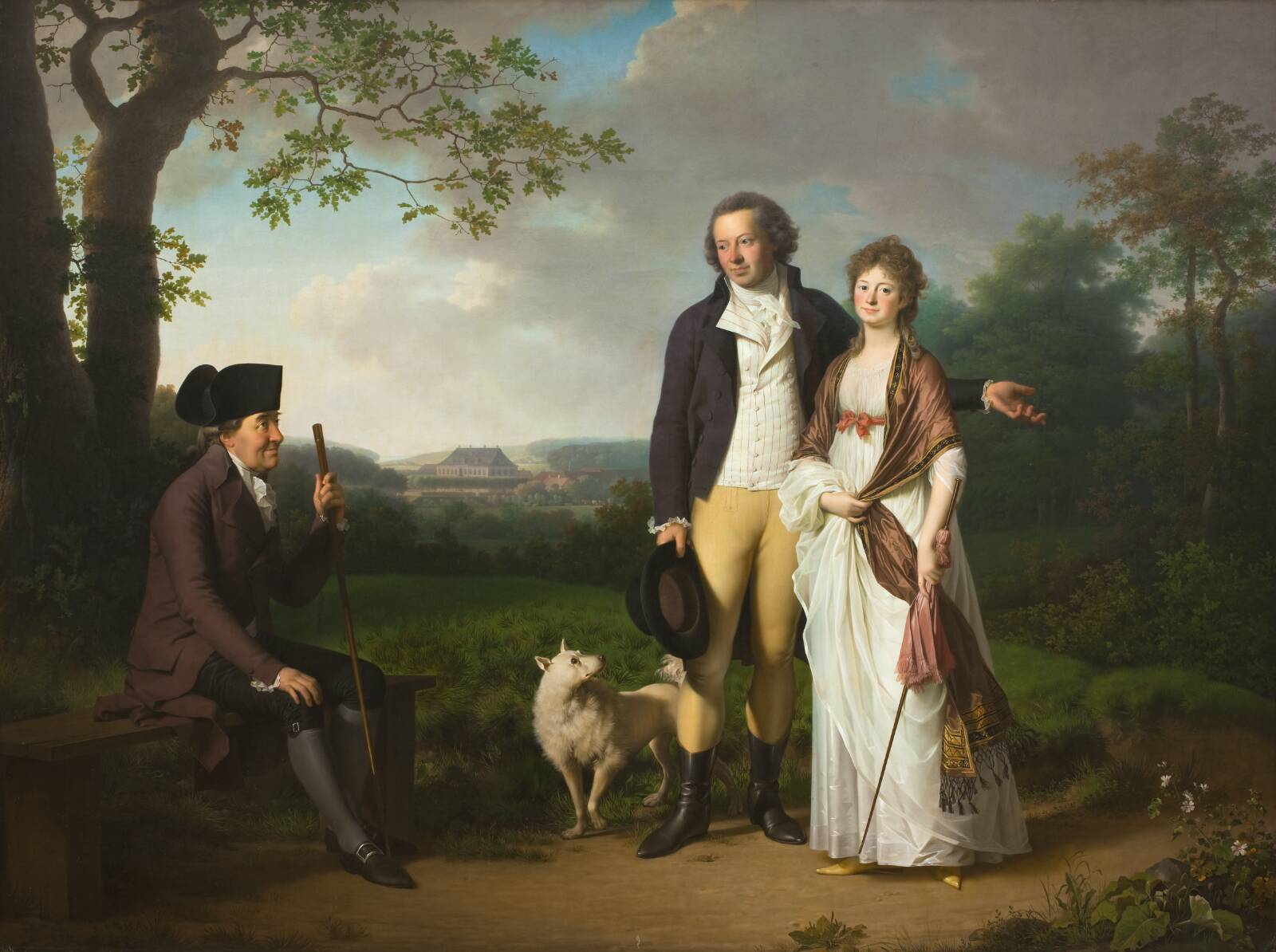 Niels Ryberg with his Son Johan Christian and his Daughter-in-Law Engelke, née Falbe, by Jens Juel, 1797