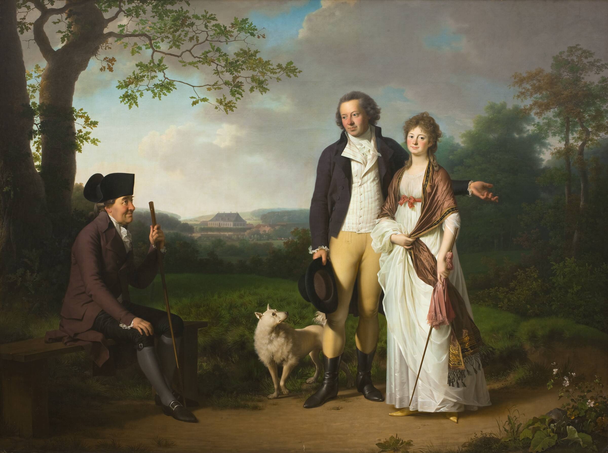 Niels Ryberg med sin søn Johan Christian og svigerdatter Engelke, f. Falbe, Jens Juel, 1797