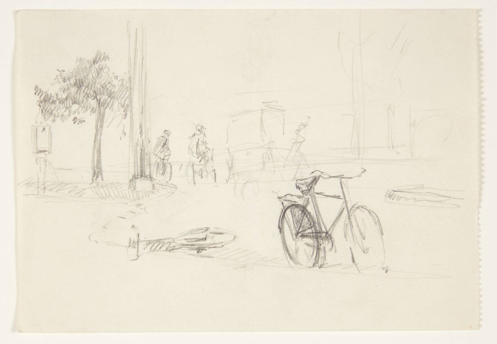 Gadebillede med cykler, Aksel Jørgensen, 1930-1949