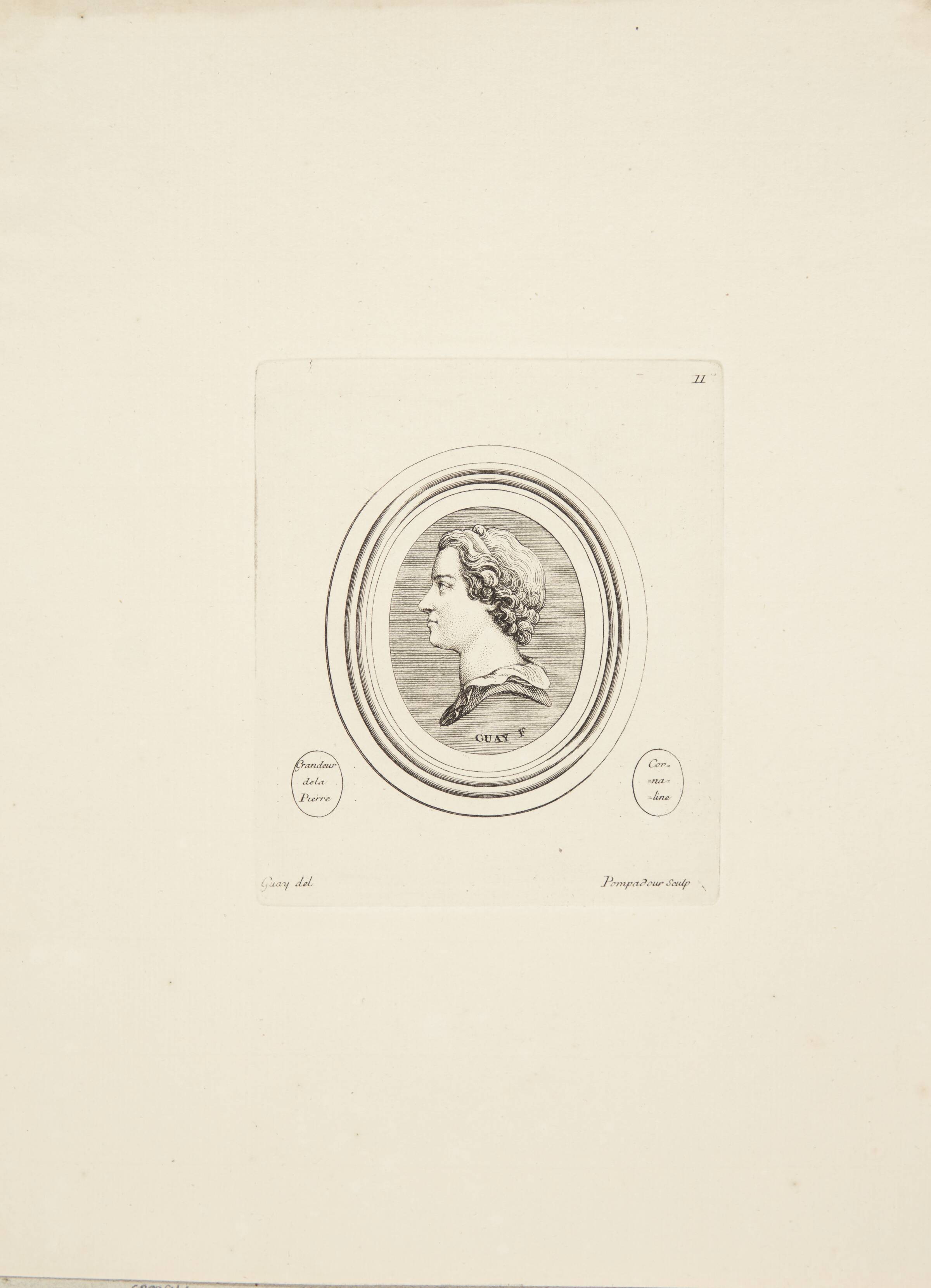 Mandshoved i profil mod venstre, Madame de Pompadour, 1753-1757