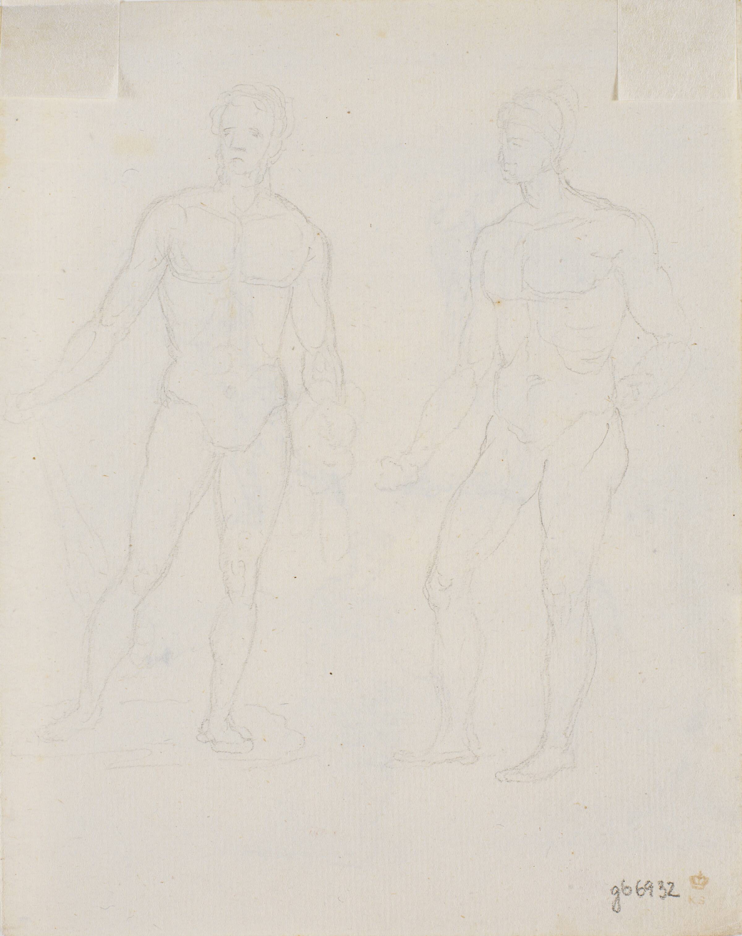 To nøgne mandlige modelstudier, C.A. Lorentzen, 1746-1828