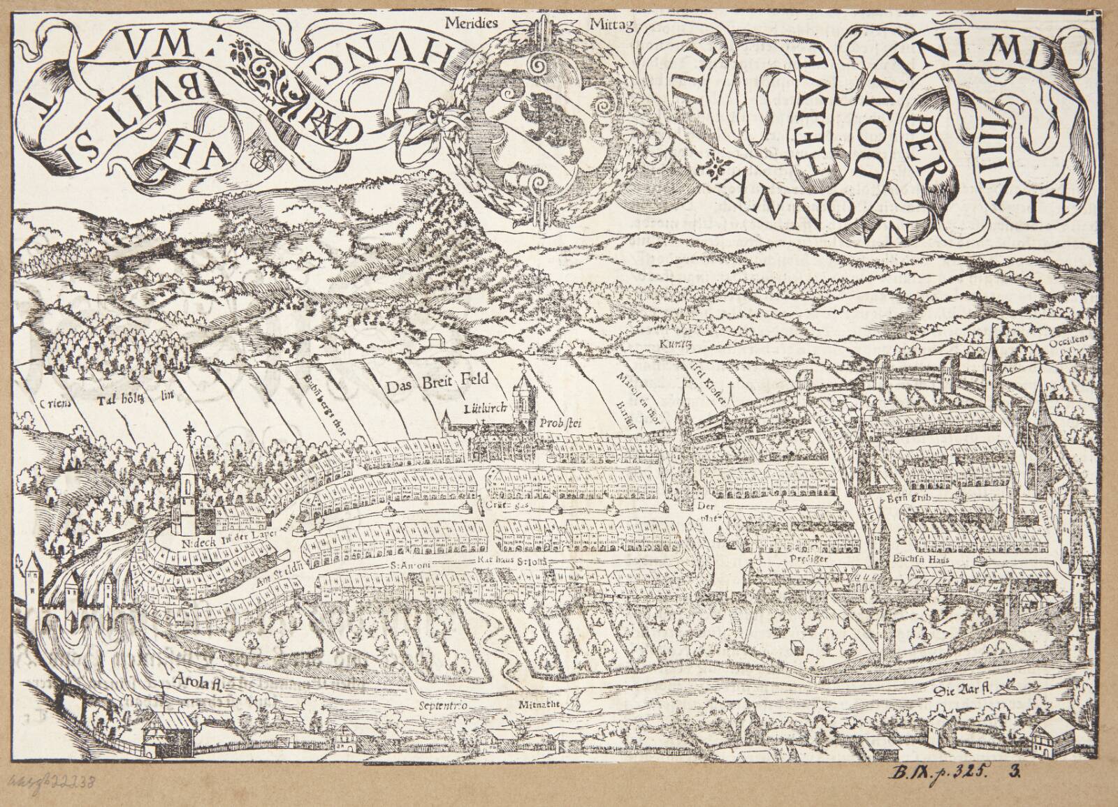 Kort over Bern, Hans Rudolf Manuel Deutsch, 1549