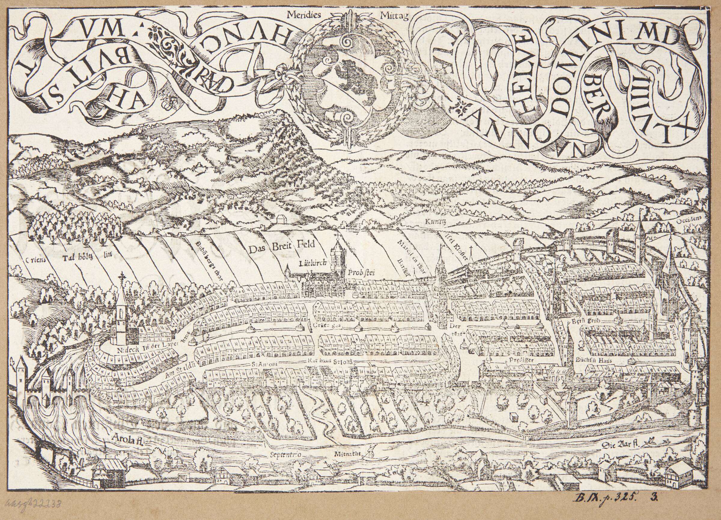 Kort over Bern, Hans Rudolf Manuel Deutsch, 1549
