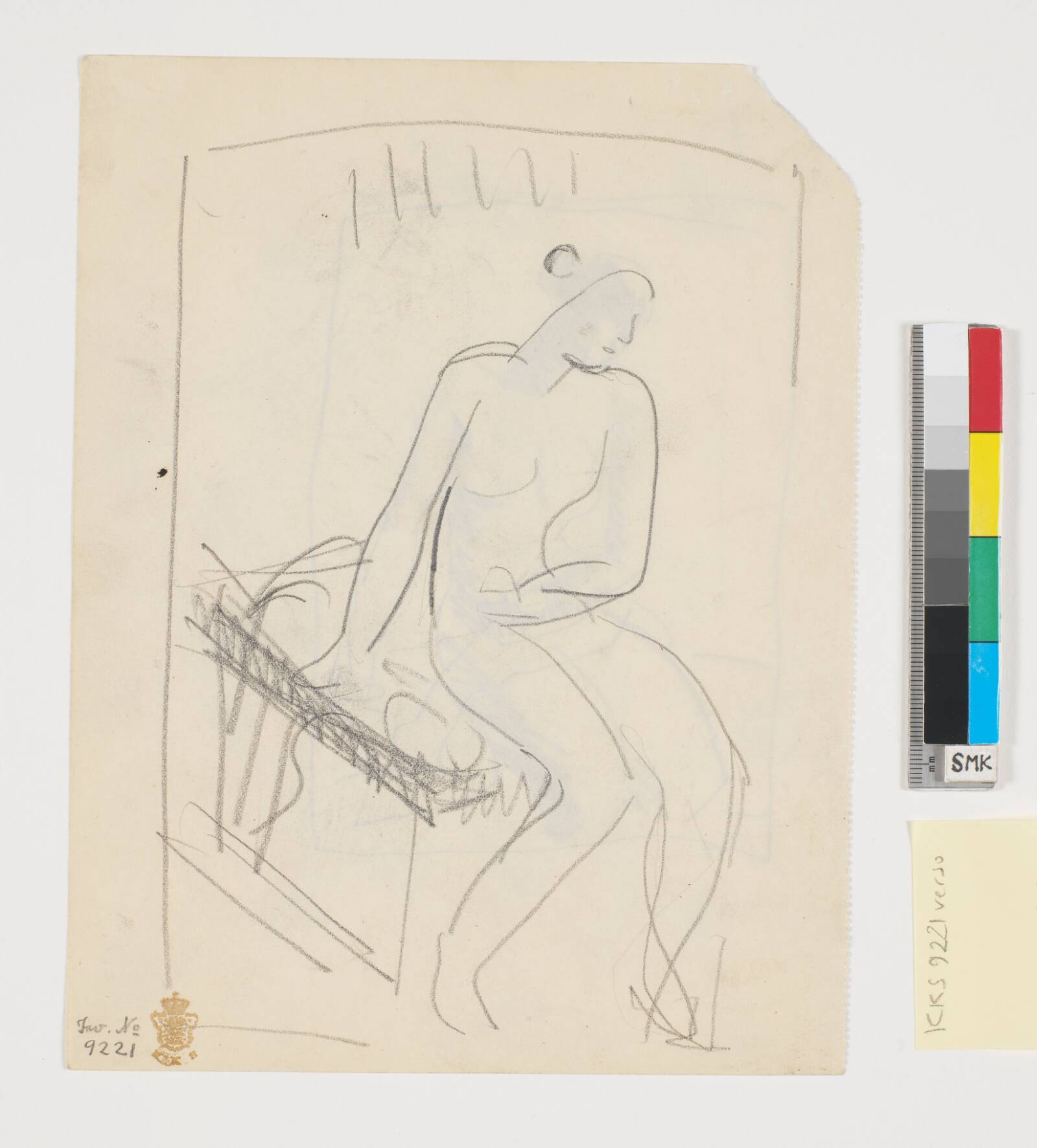 Siddende nøgen kvindelig model, Isakson, Karl, 1913-1916
