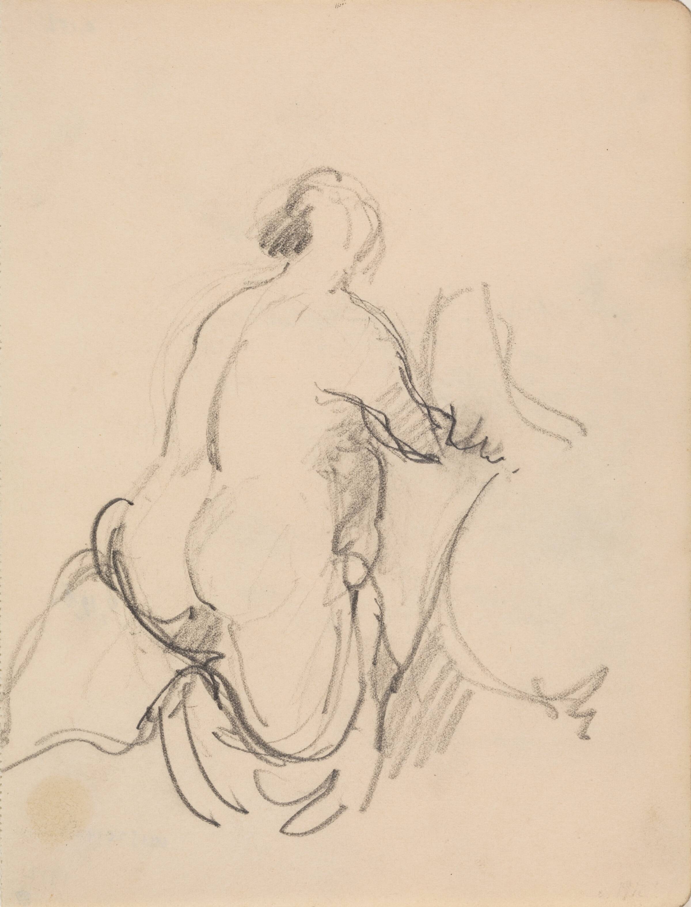 Stående nøgen kvinde, set fra ryggen, J.A. Jerichau, 1912