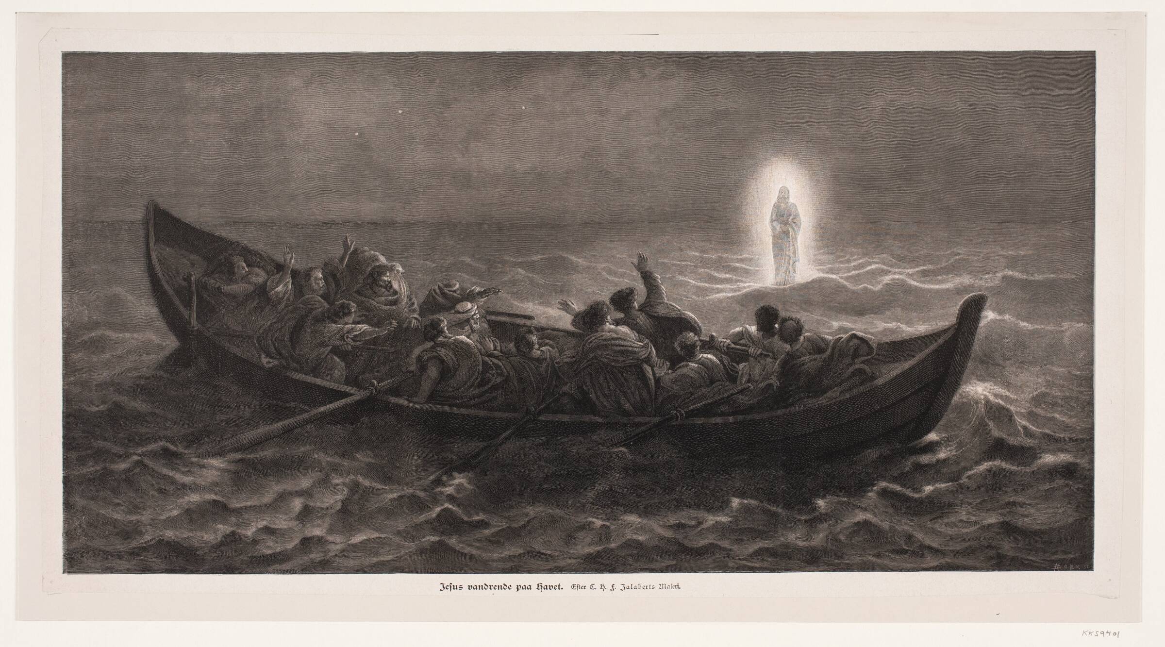 Jesus vandrer på havet, André Bork, 1854-1932