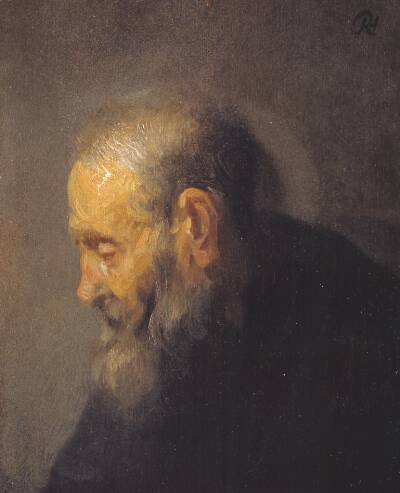 Studie af et oldingehoved i profil