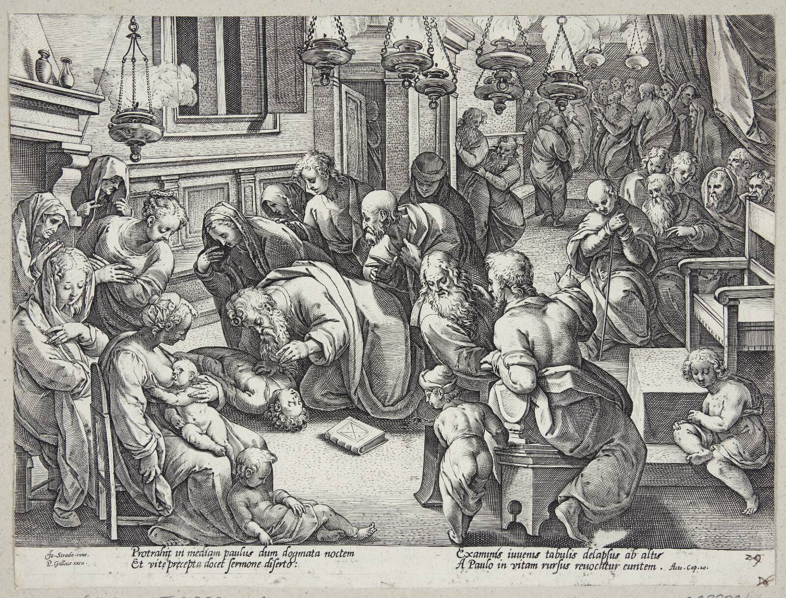 Paulus vækker Eutykus til live, Hendrick Goltzius, 1582