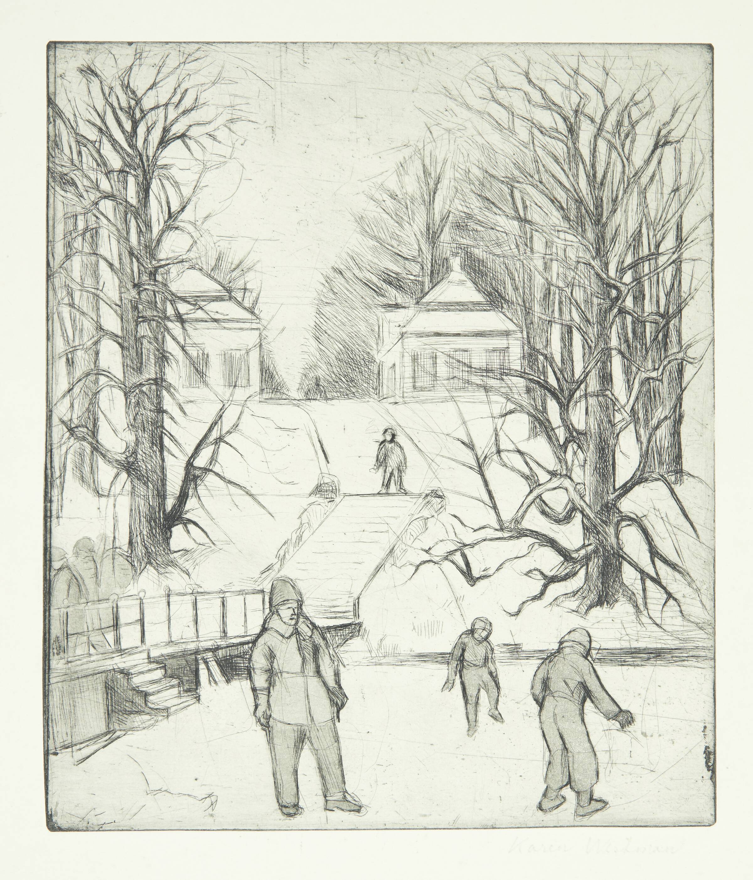 Ved kongebroen, Fredensborg, Karen Westman, 1954