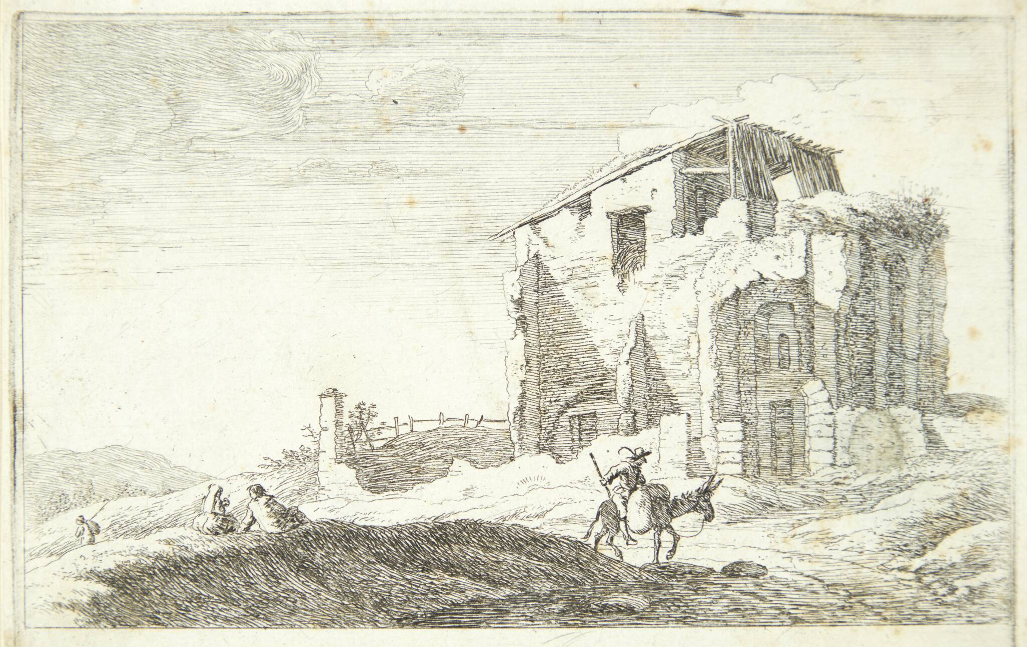 En romersk ruin, i forgrunden en rytter