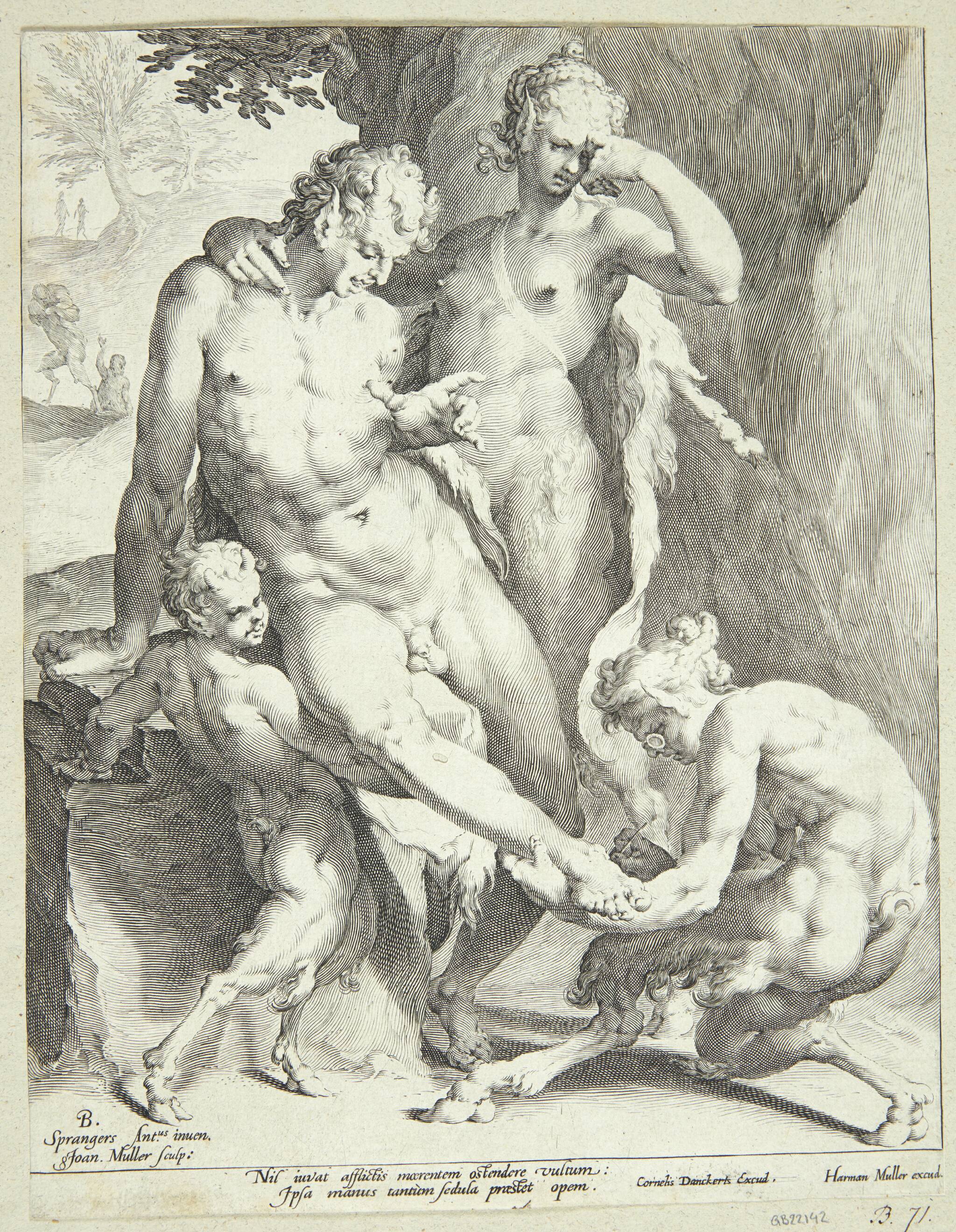 Oreader fjerner en torn fra en satyrs fod