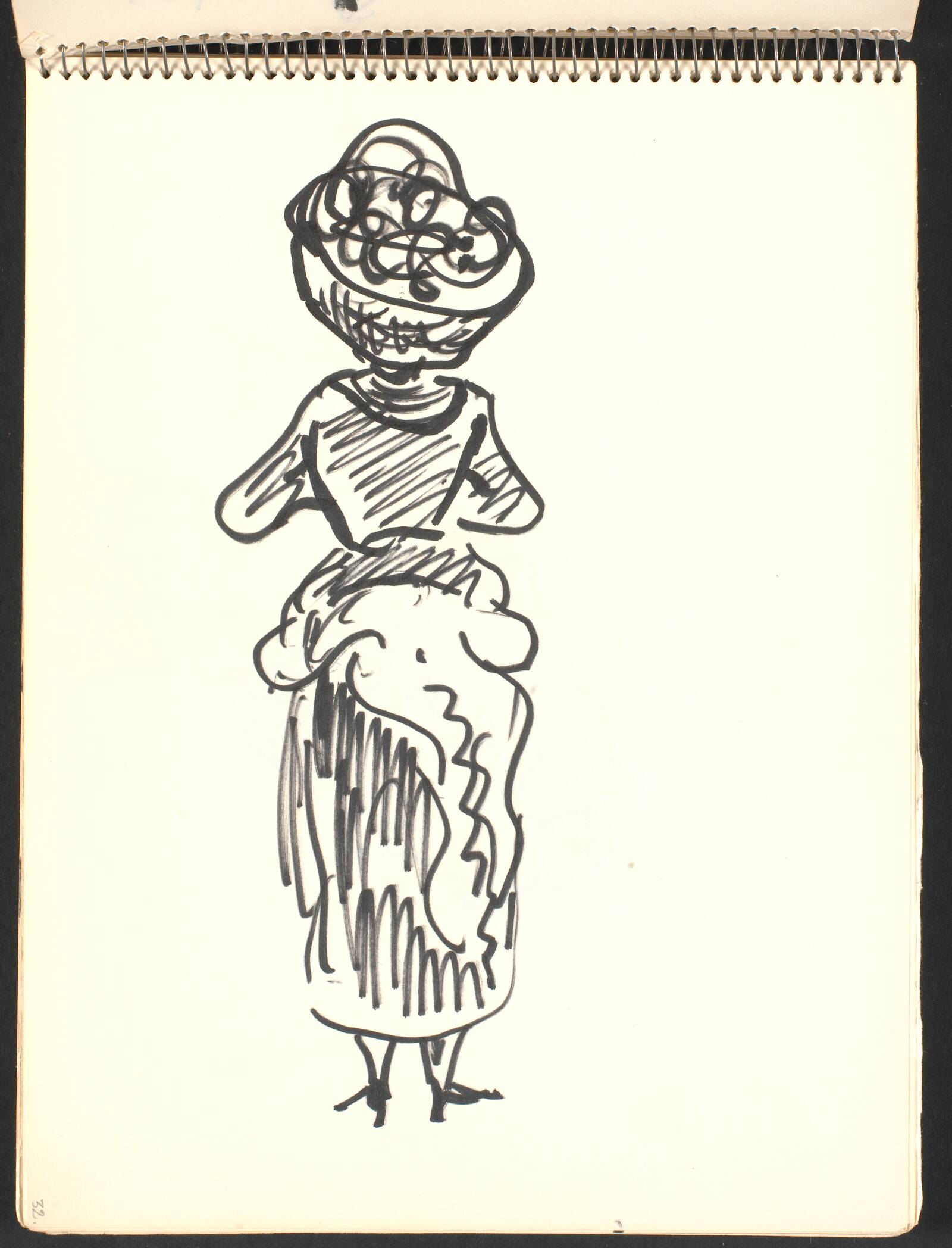 Kvinde med frugtkurv på hovedet, Gottfred Eickhoff, 1952