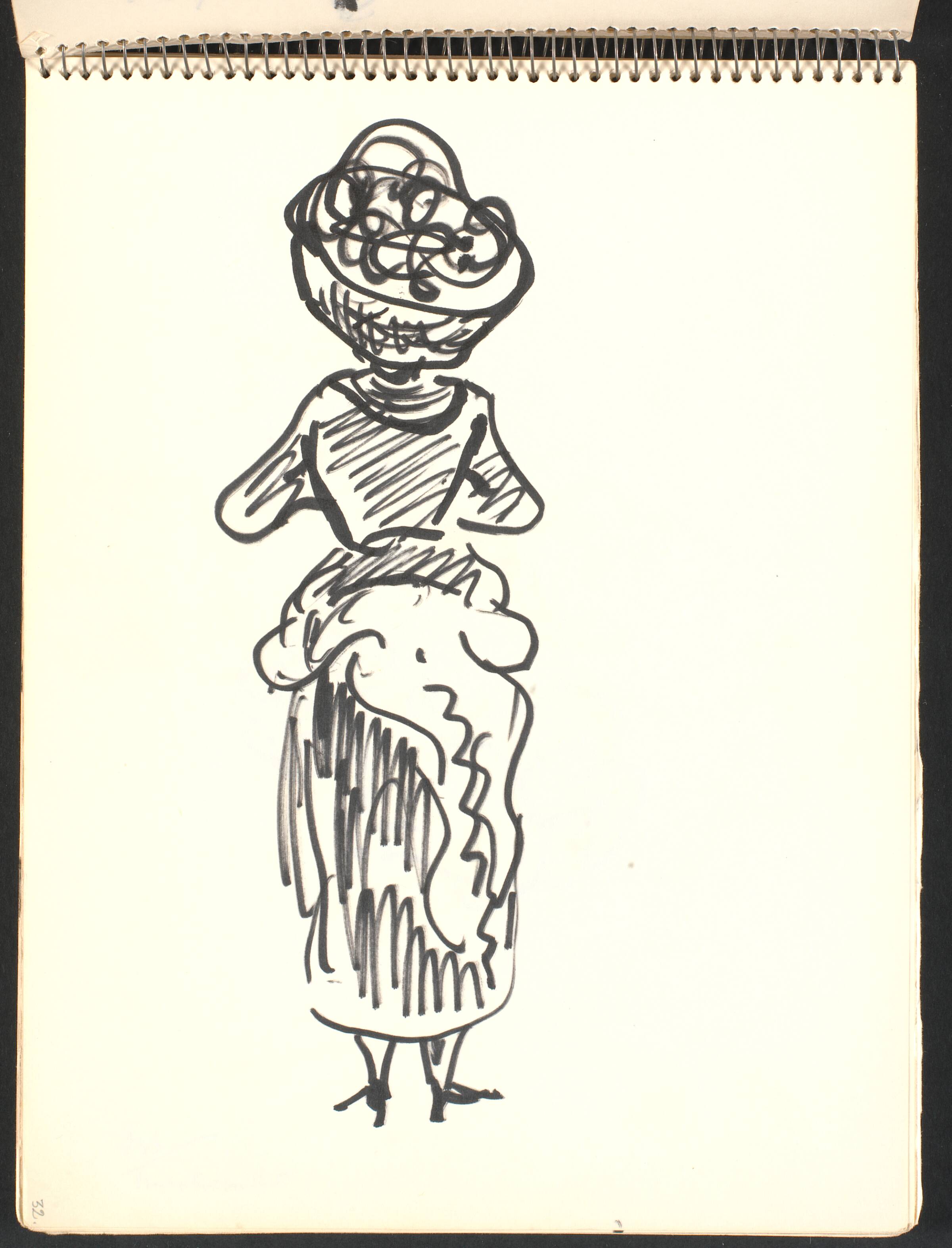 Kvinde med frugtkurv på hovedet, Gottfred Eickhoff, 1952