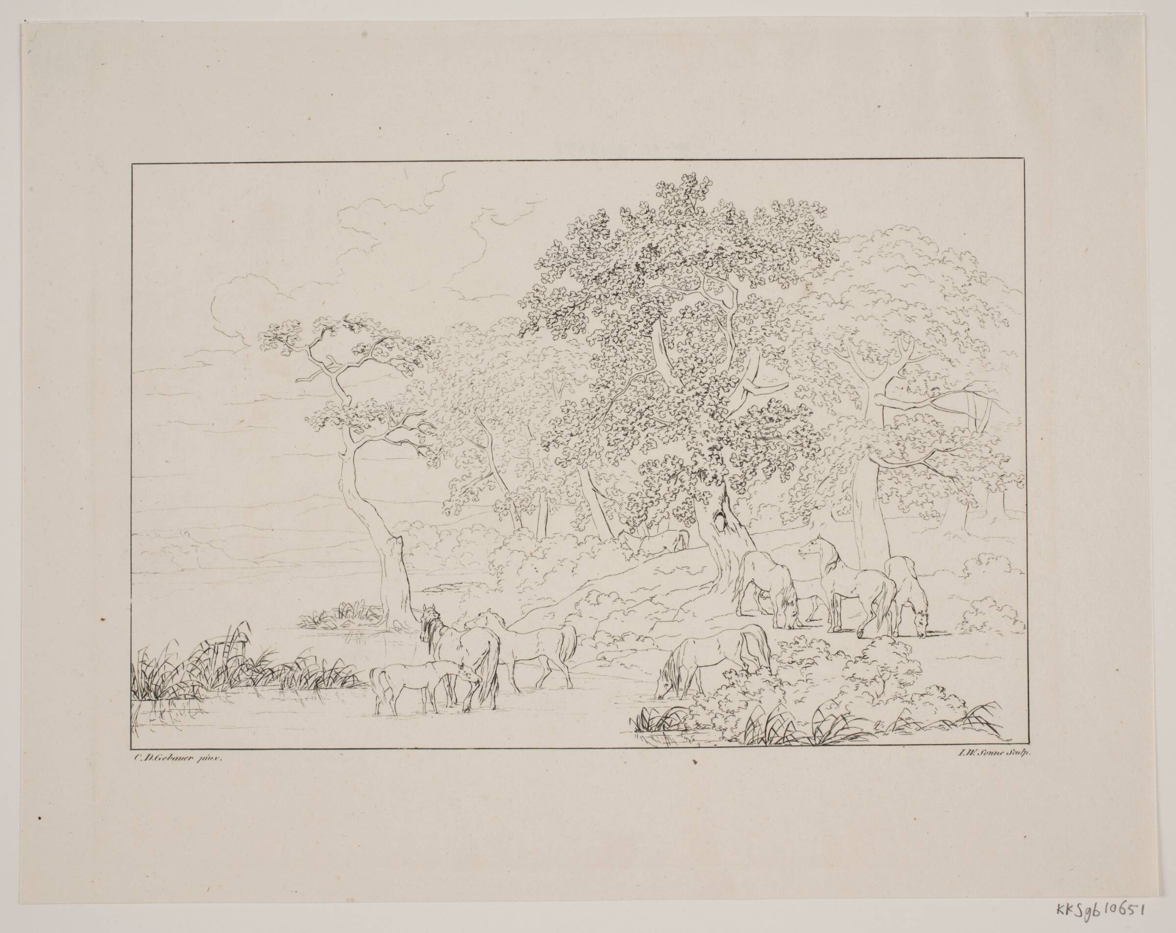 Heste ved en sø, Jørgen V. Sonne, 1826