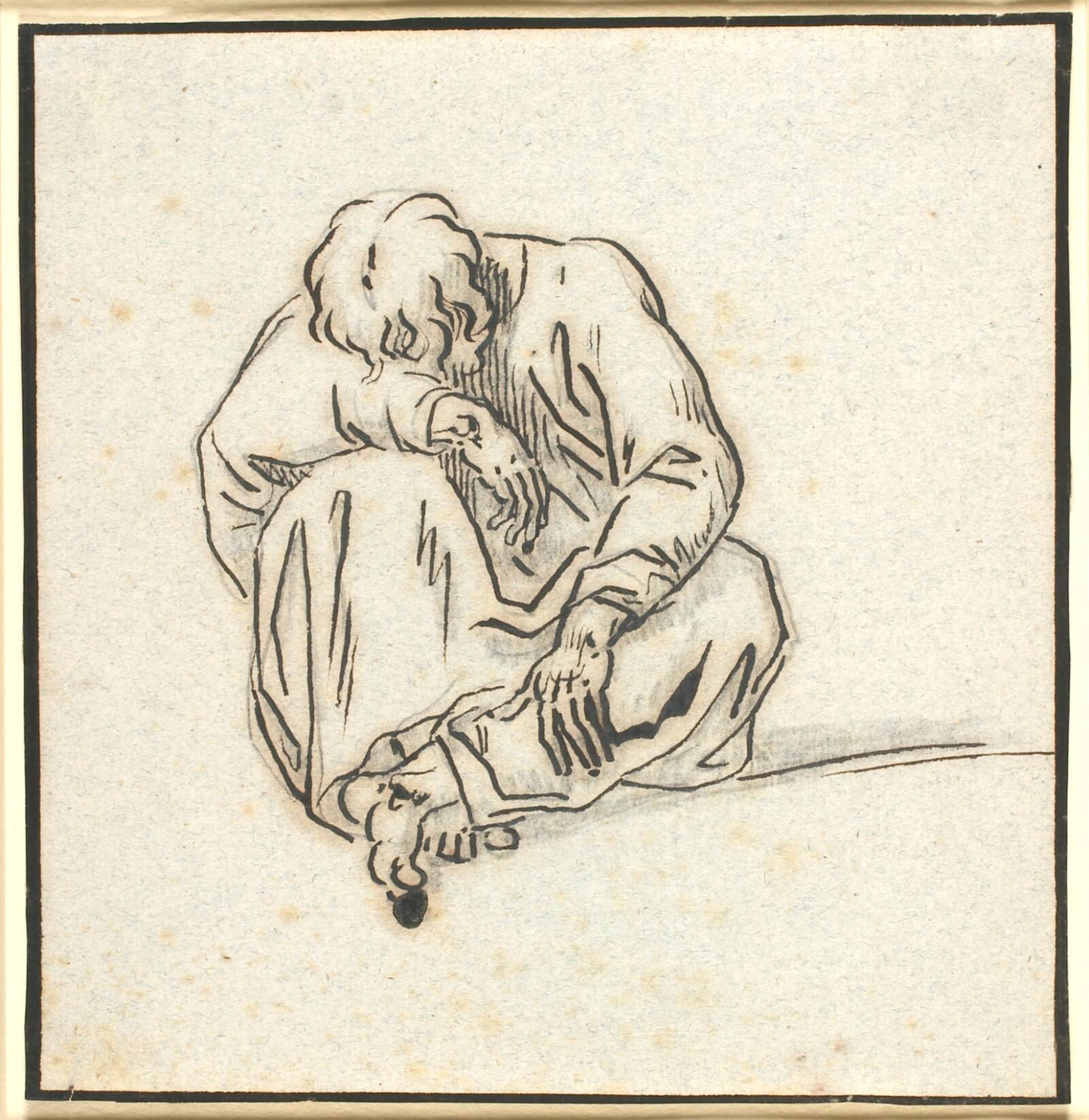 En siddende sammenkrøben mandsfigur, Nicolai Abildgaard, 1743-1809