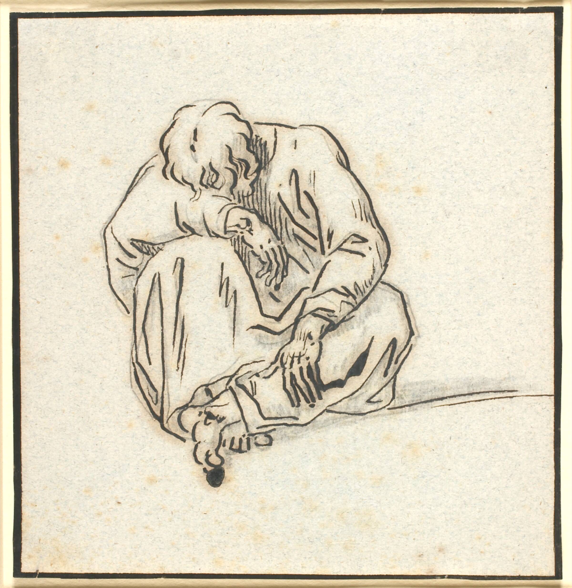 En siddende sammenkrøben mandsfigur, Nicolai Abildgaard, 1743-1809