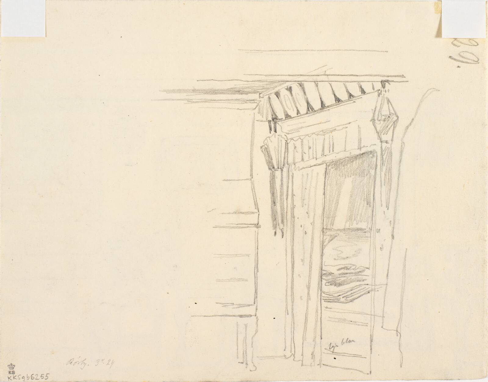 Skitse af en alkove, Martinus Rørbye, 1847