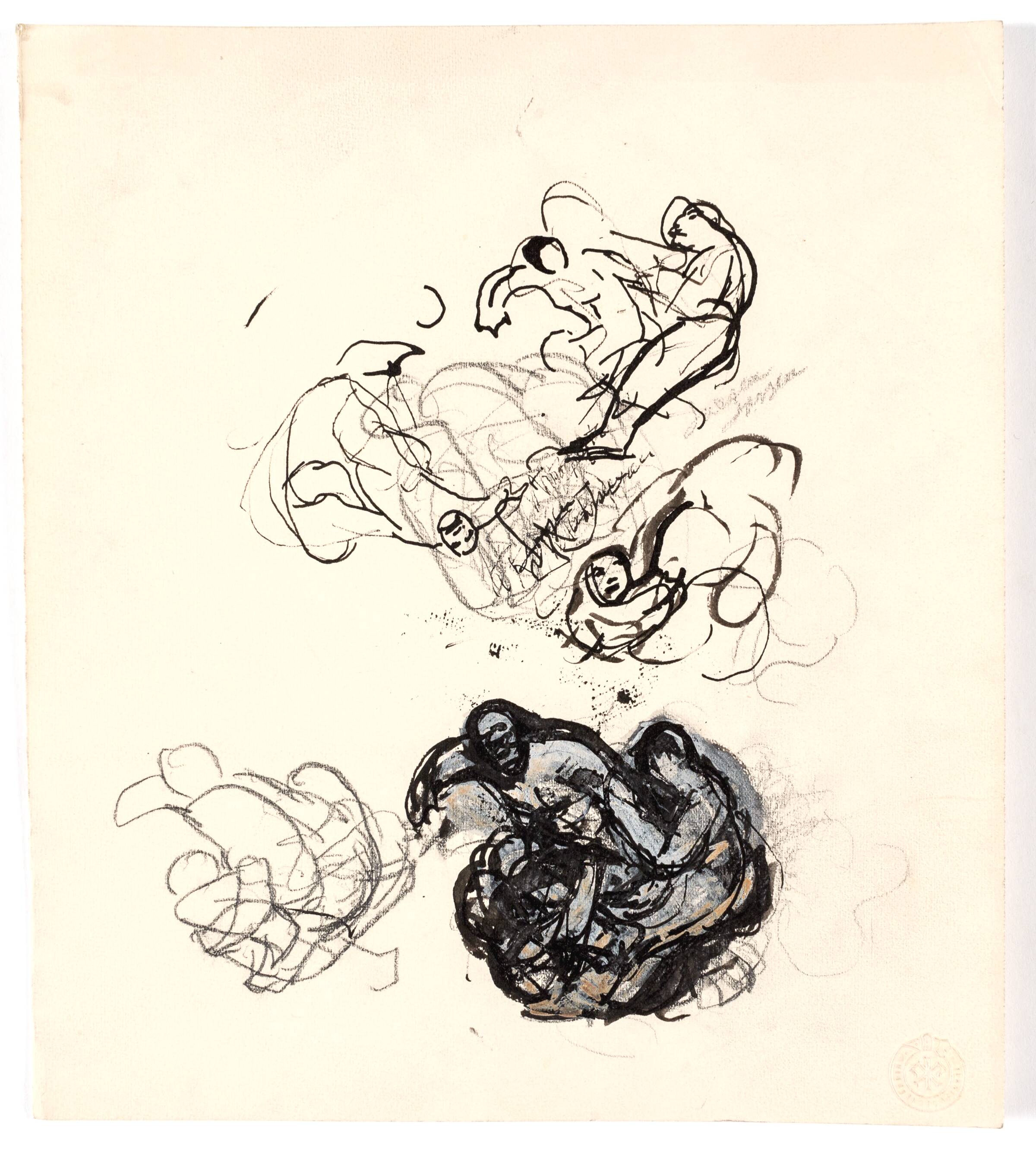 Studier til "To kvinder slås om en mand", Oluf Hartmann, 1879-1910