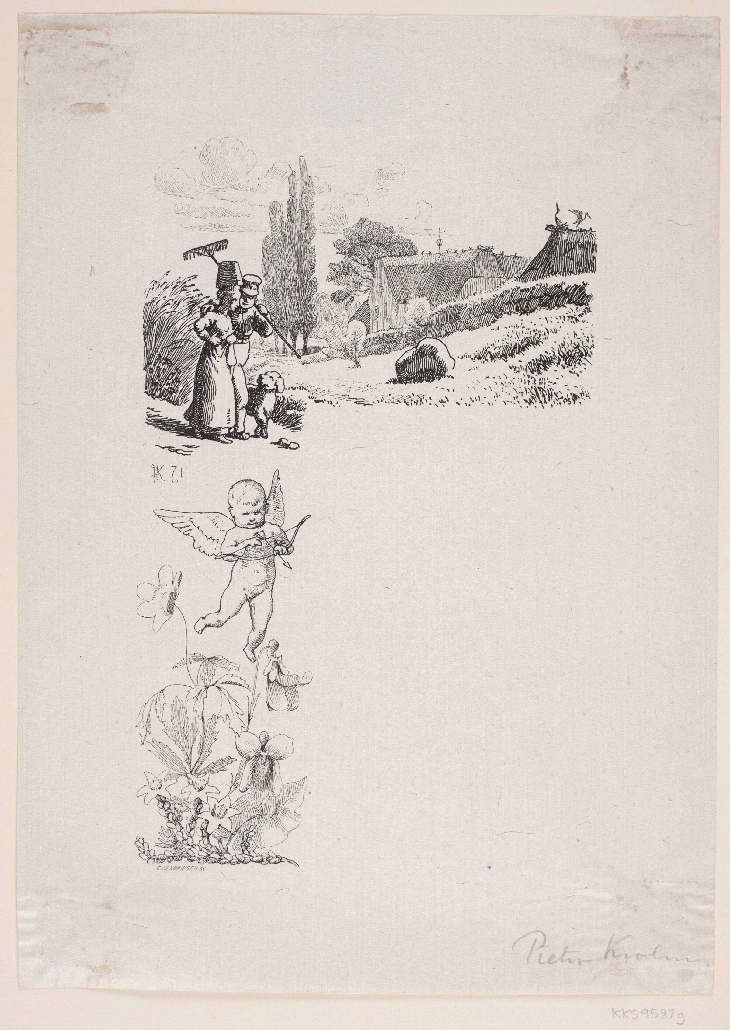 Randtegning til indledningsdigtet "Vignet", F. Hendriksen, 1871