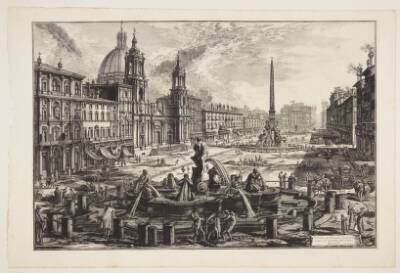 Piazza Navona, med Santa Agnese-kirken til venstre og Bernini's fontæne i det fjerne
