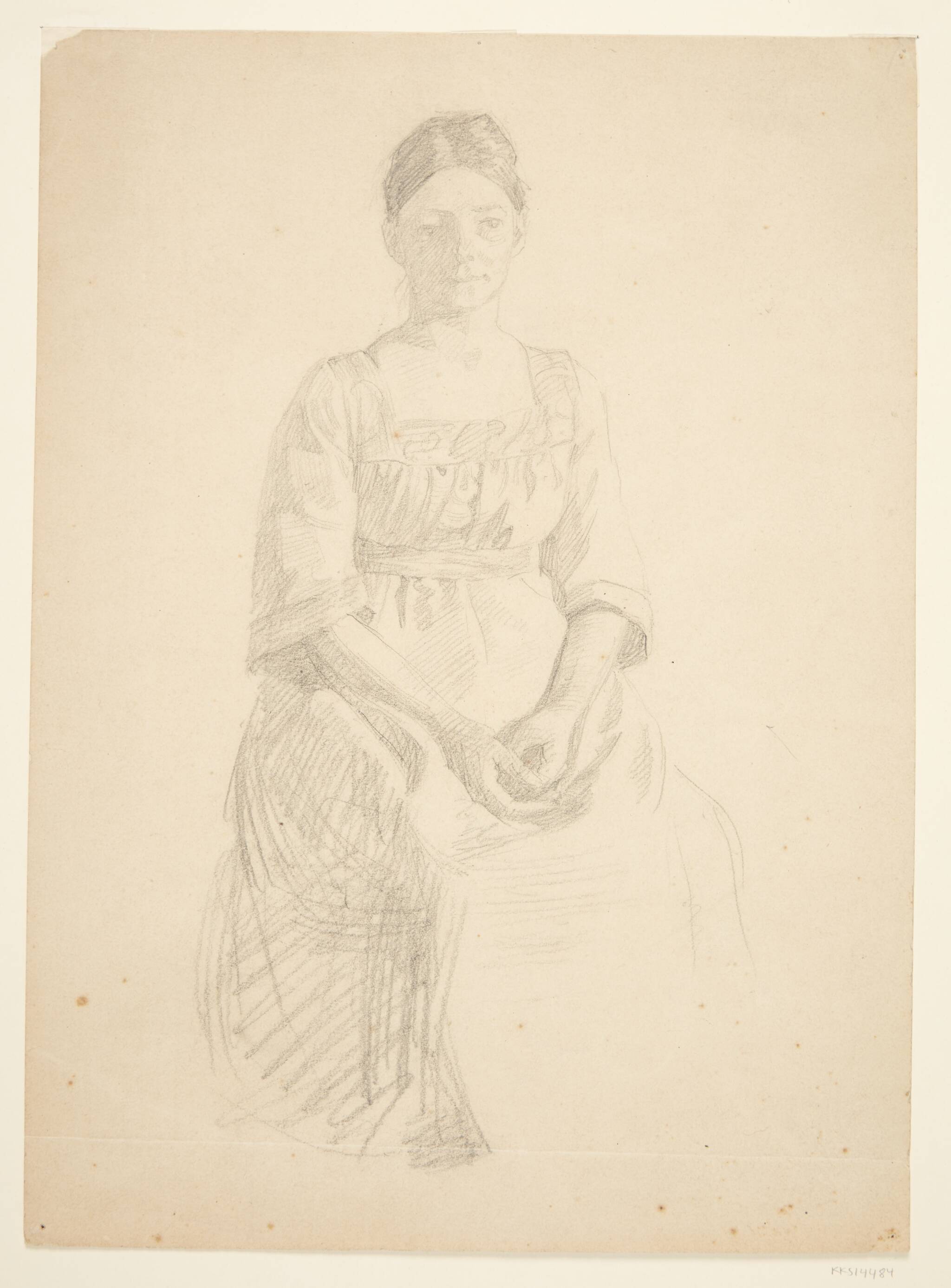 Kunstnerens hustru sidder model til portræt af fru Thora Karl Madsen til maleriet: Faaborgmuseets Indvielse (1910-11)